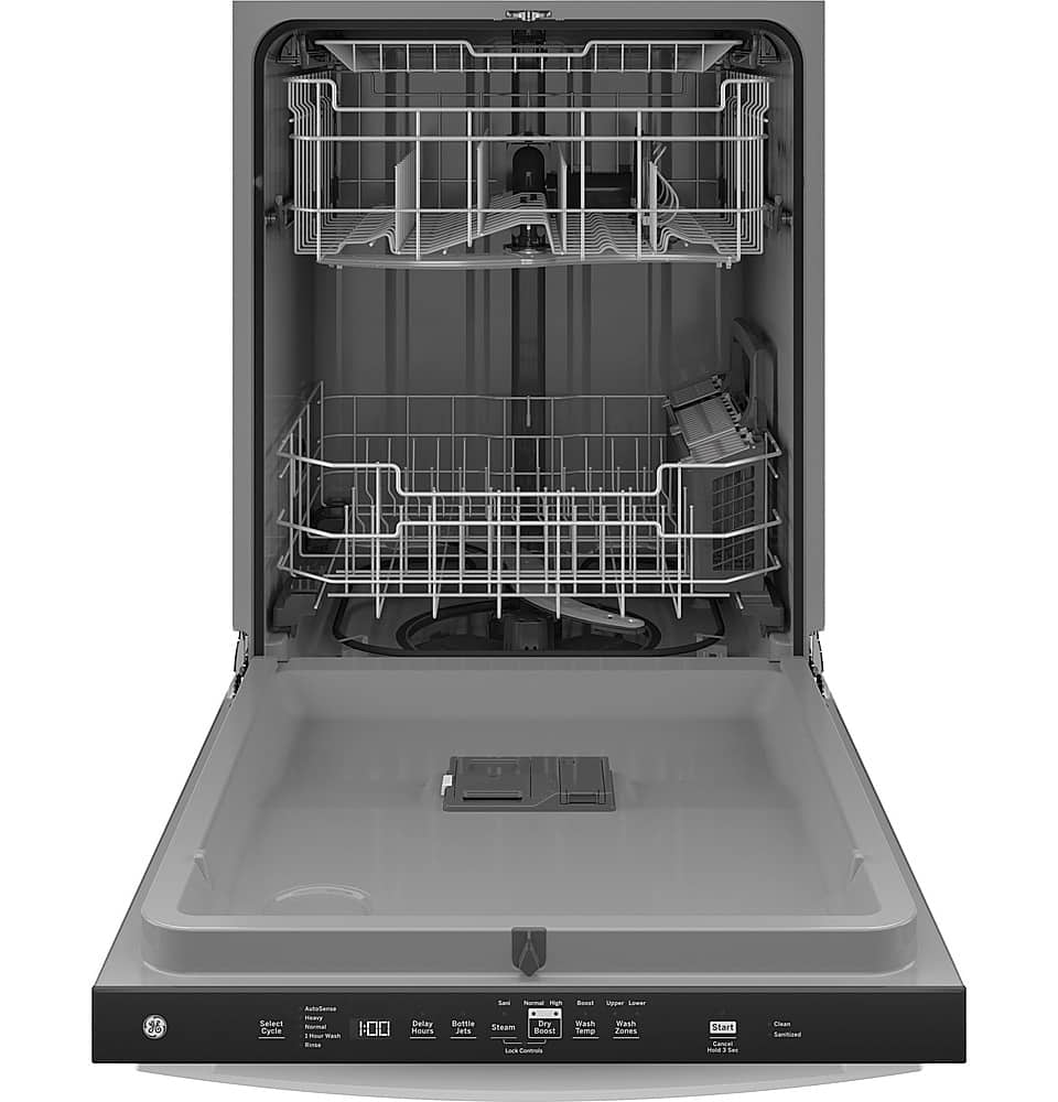 GE - 24" Top Control Built-In Plastic Tub Dishwasher with 3rd Rack, Dry Boost and 50 dBA - White - Image 2