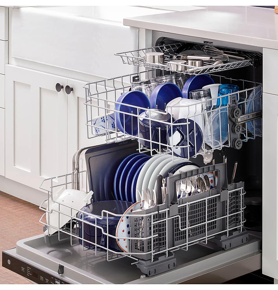 GE - 24" Top Control Built-In Plastic Tub Dishwasher with 3rd Rack, Dry Boost and 50 dBA - White - Image 8