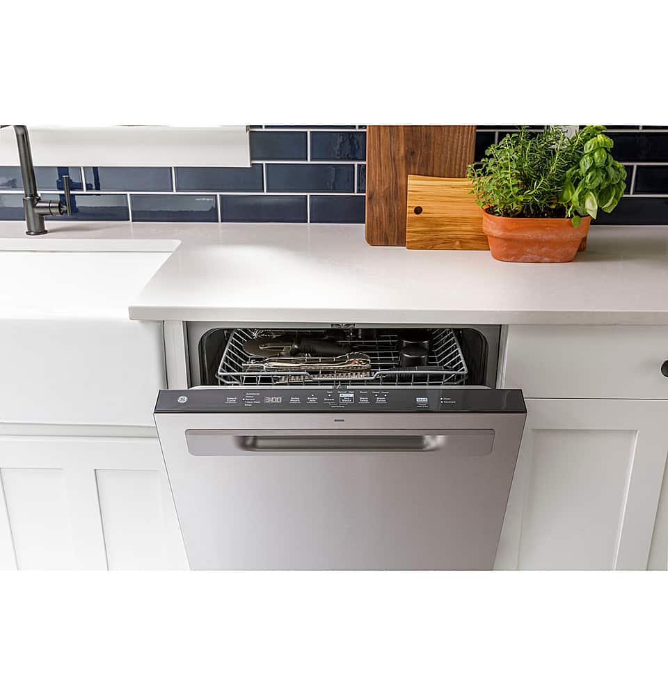 GE - 24" Top Control Built-In Plastic Tub Dishwasher with 3rd Rack, Dry Boost and 50 dBA - White - Image 10
