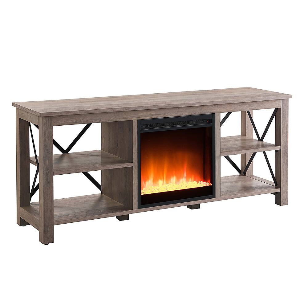 Camden&Wells - Sawyer Crystal Fireplace TV Stand for TVs Up to 65" - Gray Oak - Image 12