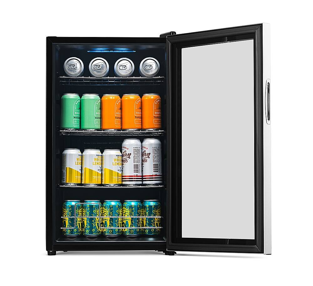 NewAir - 100-Can Beverage Cooler with Reversible Glass Door, Removable Wire Shelves, Double Pane Glass Doors, LED Light - Stainless Steel - Image 5