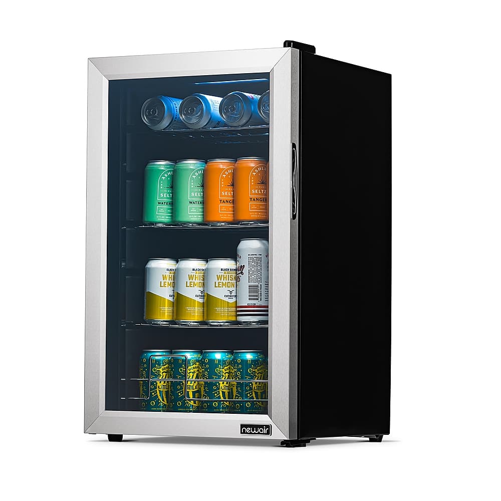 NewAir - 100-Can Beverage Cooler with Reversible Glass Door, Removable Wire Shelves, Double Pane Glass Doors, LED Light - Stainless Steel - Image 9