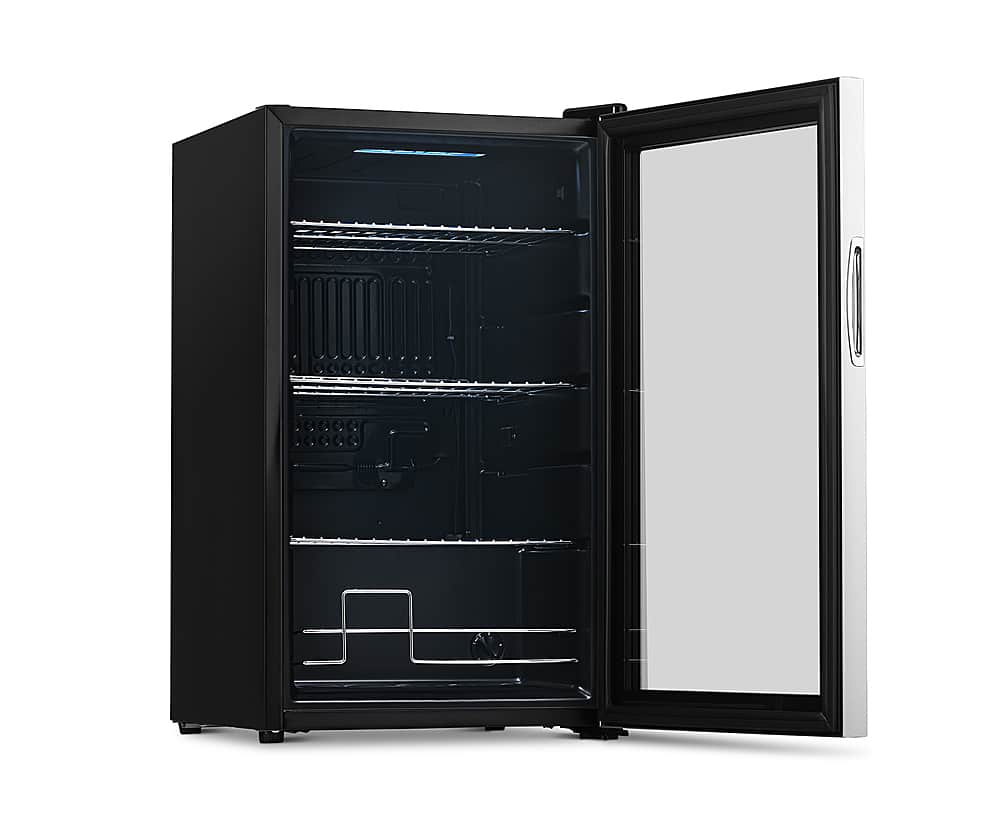 NewAir - 100-Can Beverage Cooler with Reversible Glass Door, Removable Wire Shelves, Double Pane Glass Doors, LED Light - Stainless Steel - Image 10