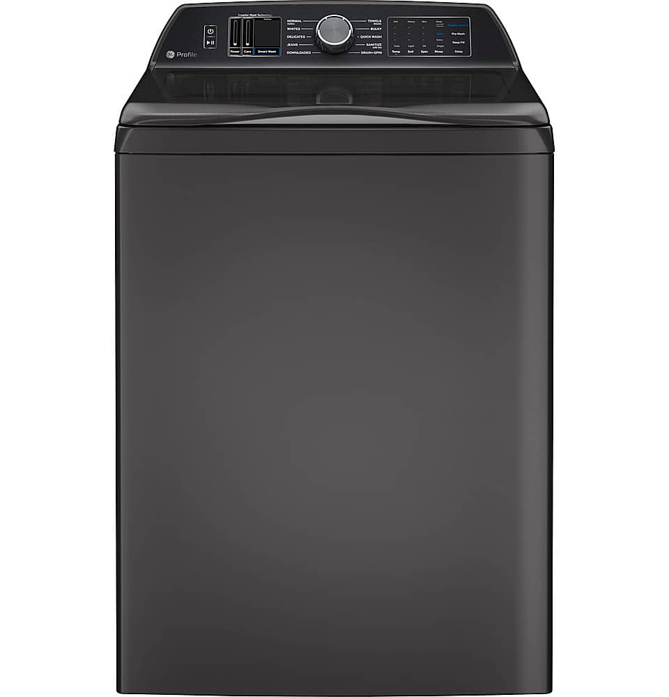GE Profile - 5.4 Cu. Ft. High Efficiency Smart Top Load Washer with Smarter Wash Technology, Easier Reach & Direct Drive Motor - Diamond Gray