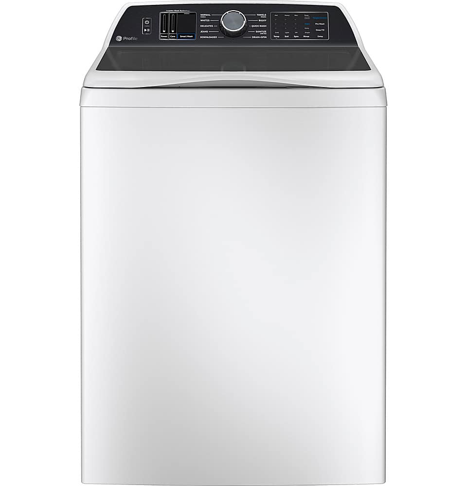 GE Profile - 5.3 Cu. Ft. High Efficiency Smart Top Load Washer with Smarter Wash Technology, Easier Reach & Direct Drive Motor - White
