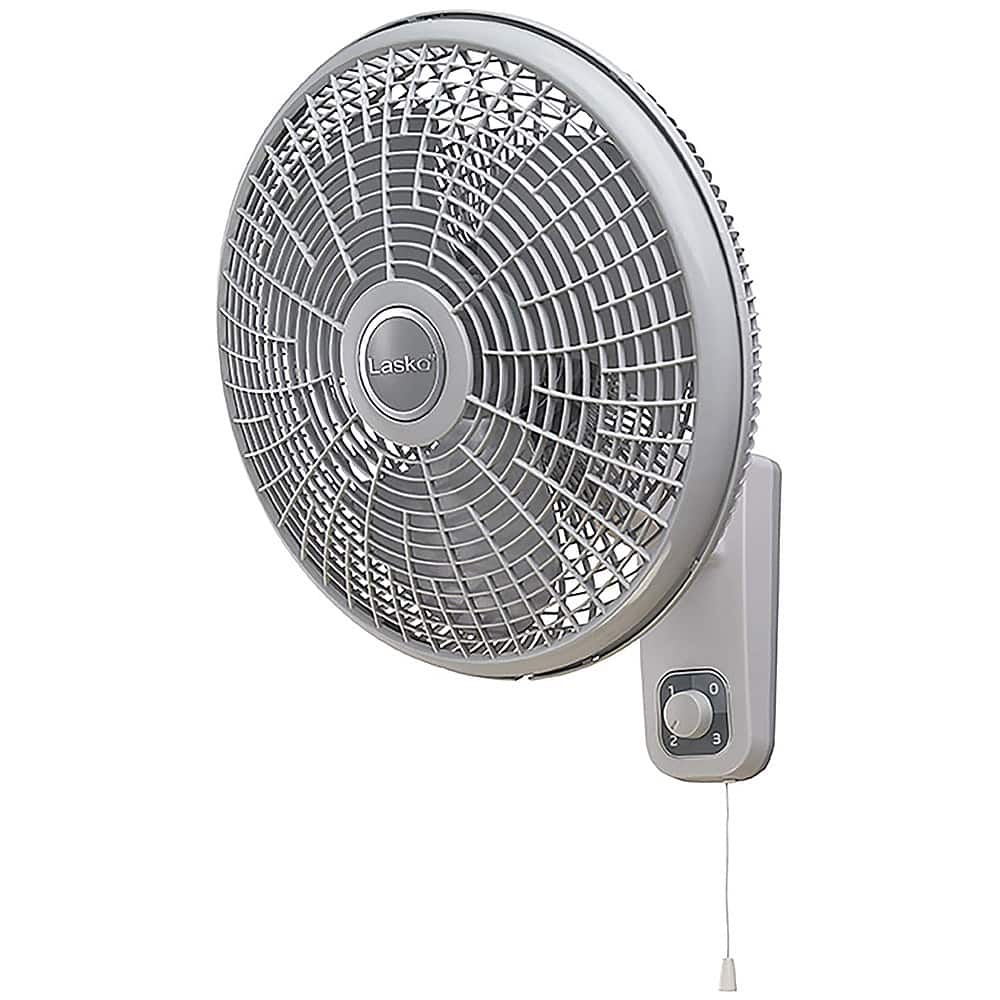 Lasko - 16" Oscillating Wall Mount Fan with Anti-Rust Grills - Gray