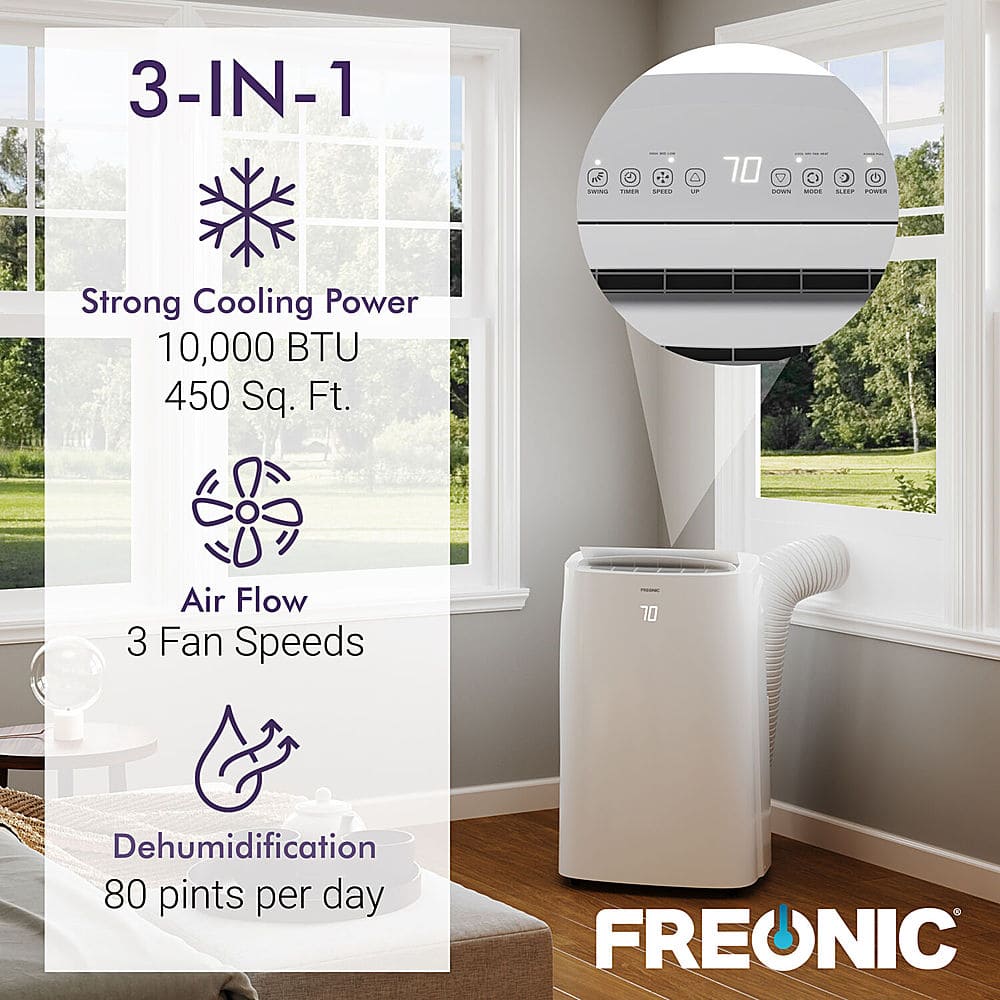 Freonic - 14,500 BTU (10,800 BTU DOE) Portable Air Conditioner - White - Image 4