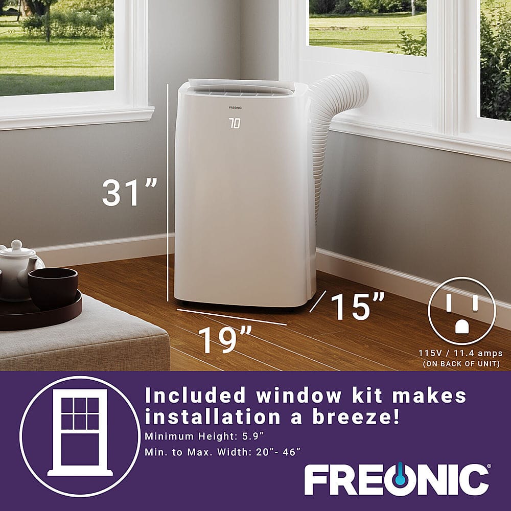 Freonic - 14,500 BTU (10,800 BTU DOE) Portable Air Conditioner - White - Image 6