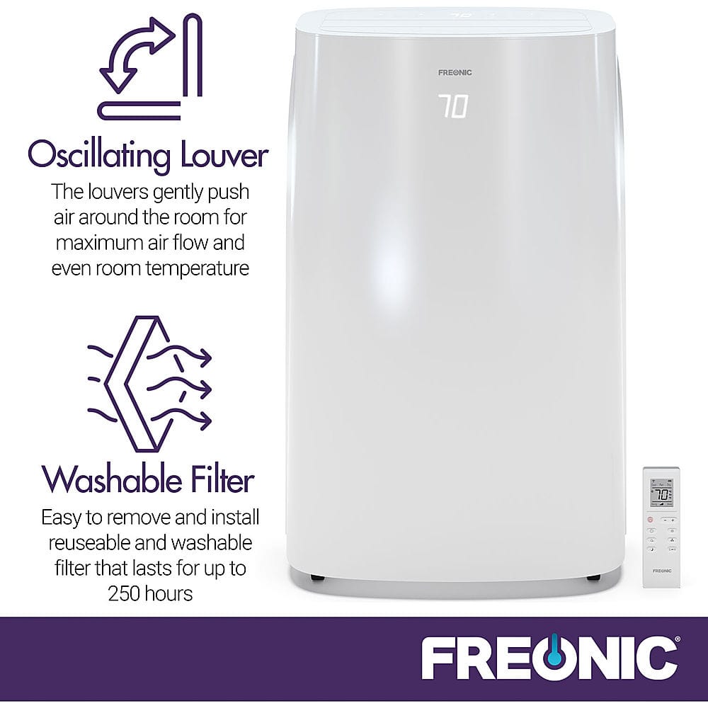 Freonic - 14,500 BTU (10,800 BTU DOE) Portable Air Conditioner - White - Image 7