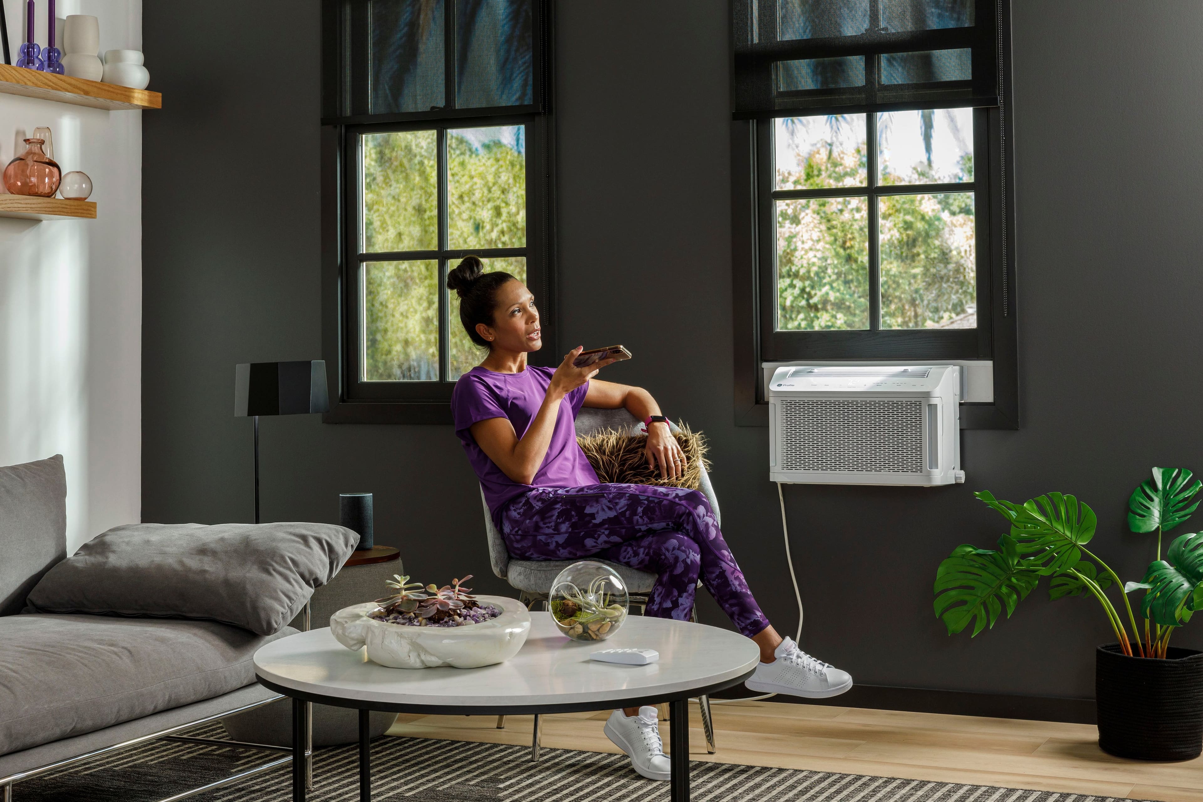 GE Profile - ClearView 250 Sq. Ft. 6,100 BTU Smart Ultra Quiet Window Air Conditioner - White - Image 7