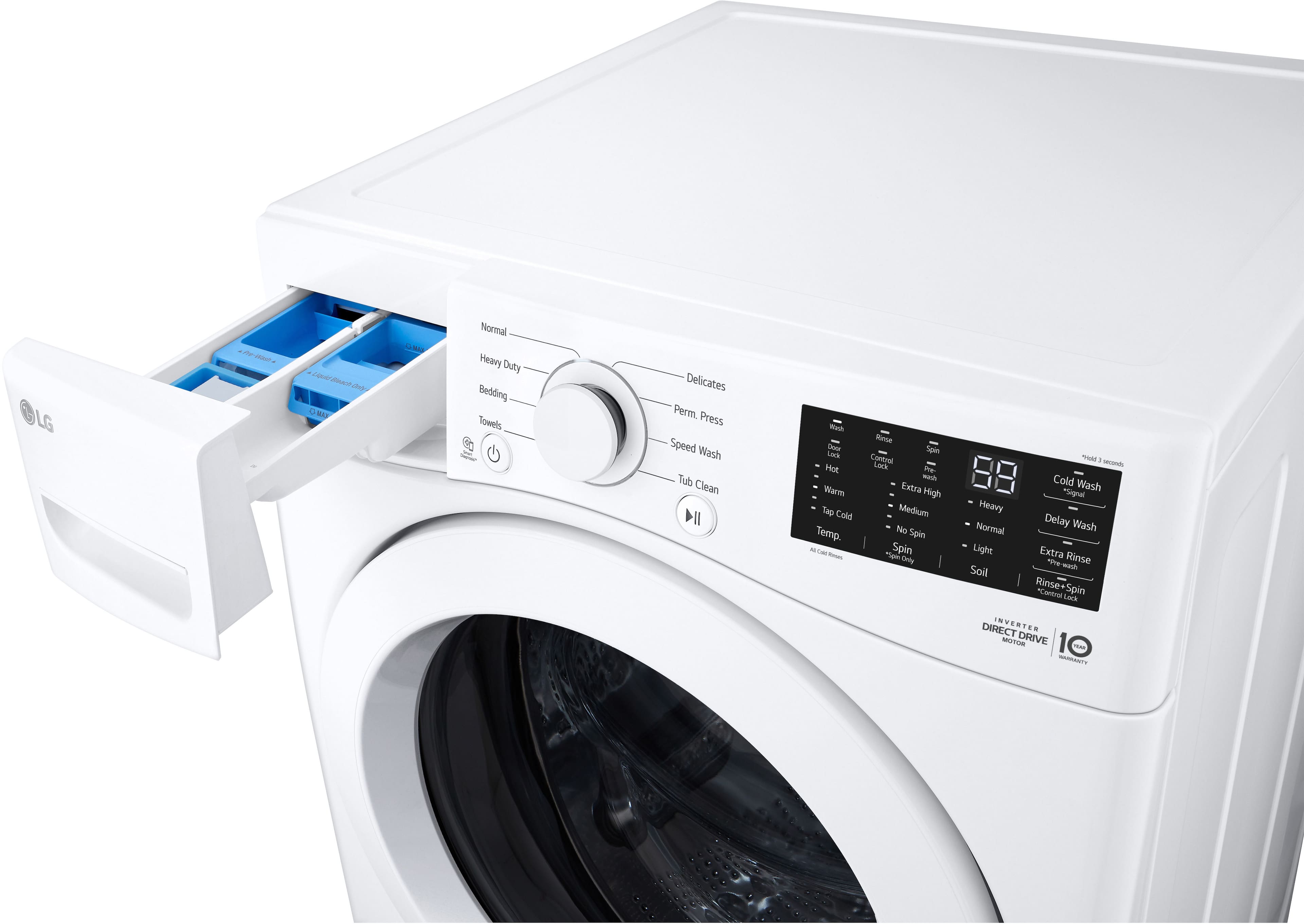 LG - 5.0 Cu. Ft. High-Efficiency Stackable Front Load Washer with 6Motion Technology - White - Image 8