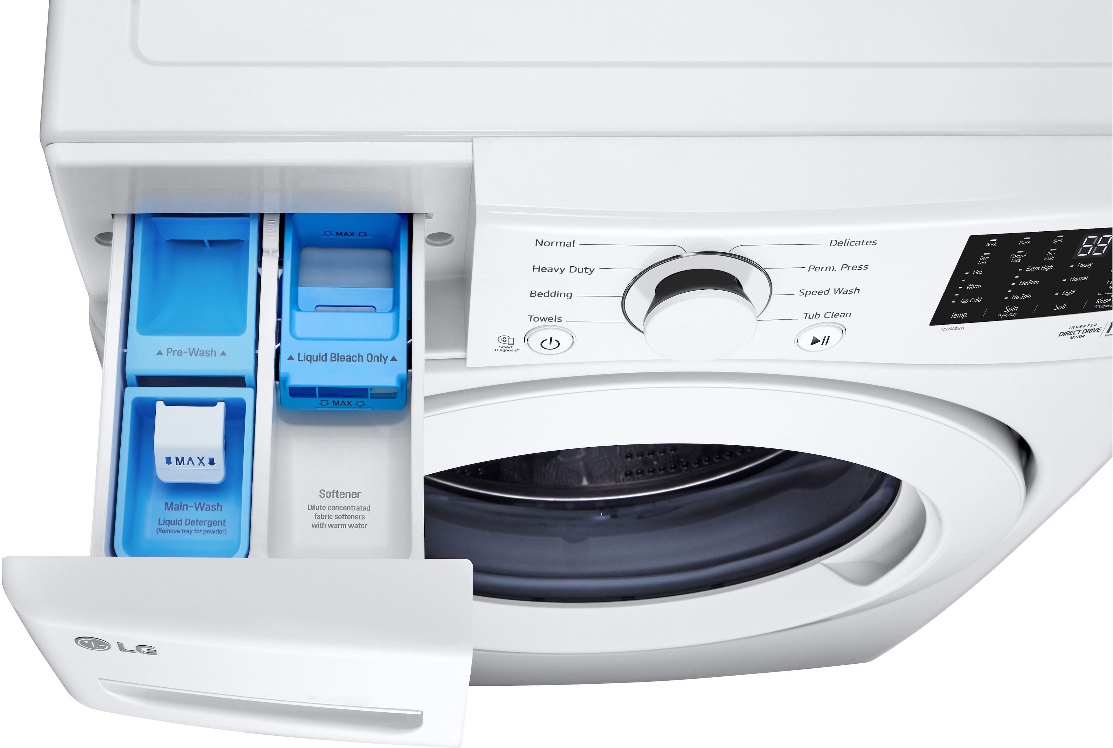 LG - 5.0 Cu. Ft. High-Efficiency Stackable Front Load Washer with 6Motion Technology - White - Image 9
