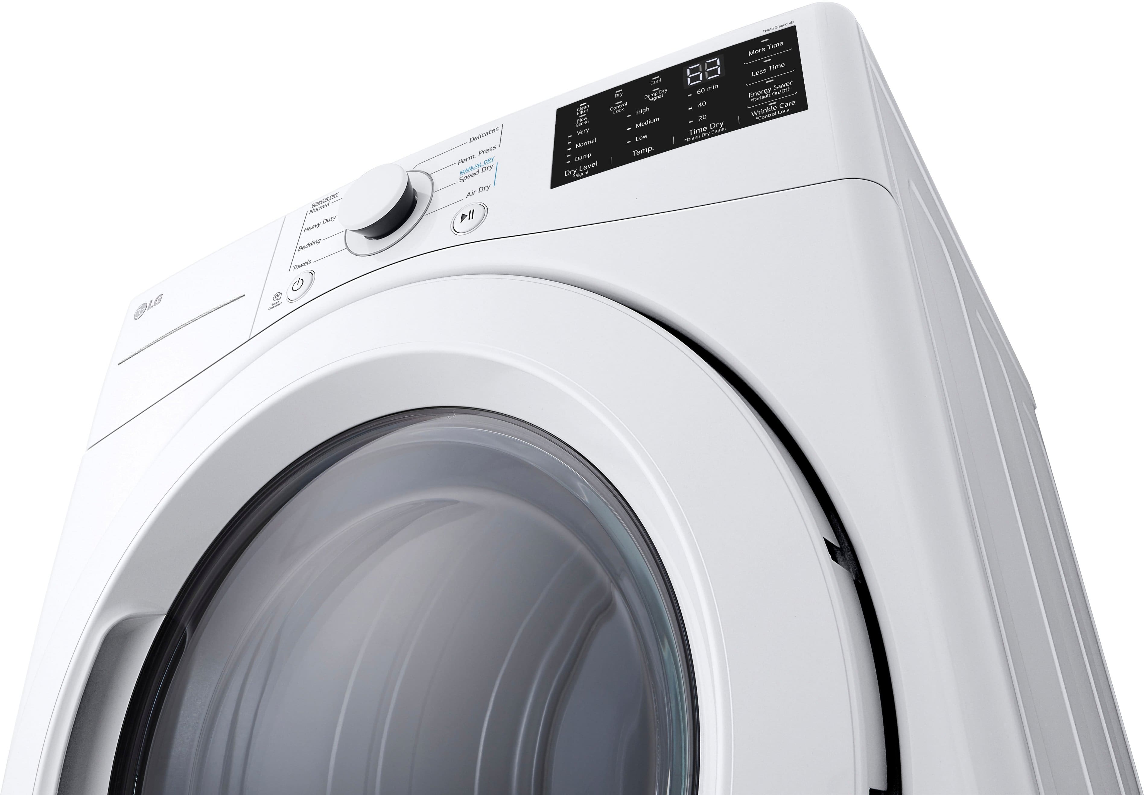 LG - 7.4 Cu. Ft. Stackable Electric Dryer with Wrinkle Care - White - Image 8