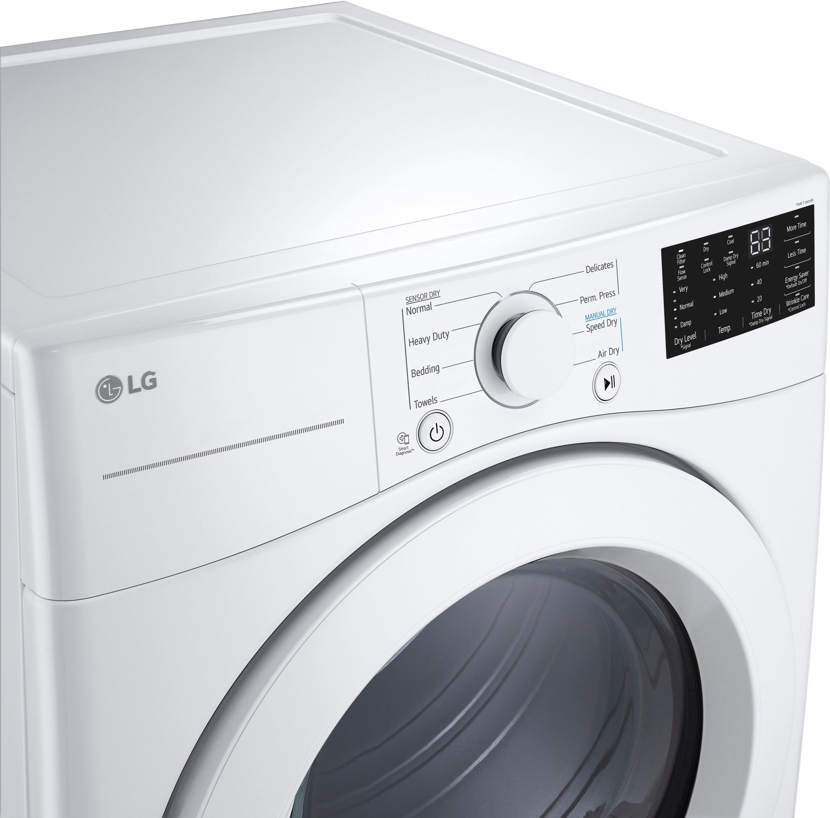 LG - 7.4 Cu. Ft. Stackable Electric Dryer with Wrinkle Care - White - Image 9