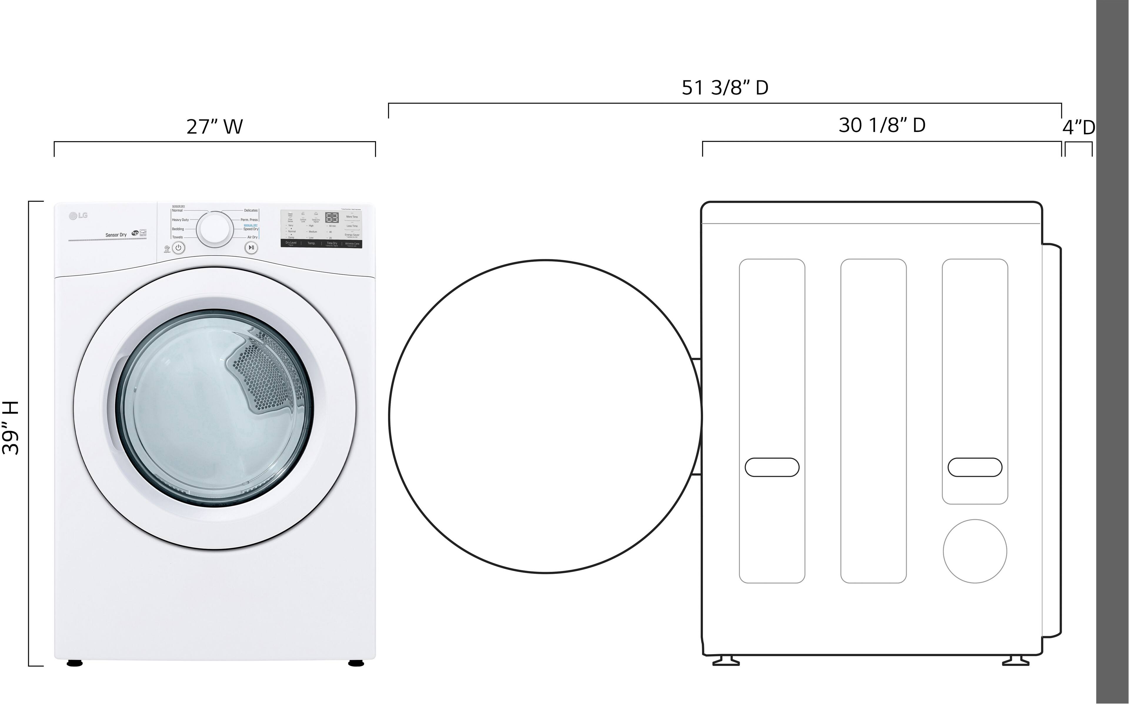 LG - 7.4 Cu. Ft. Stackable Electric Dryer with Wrinkle Care - White - Image 3