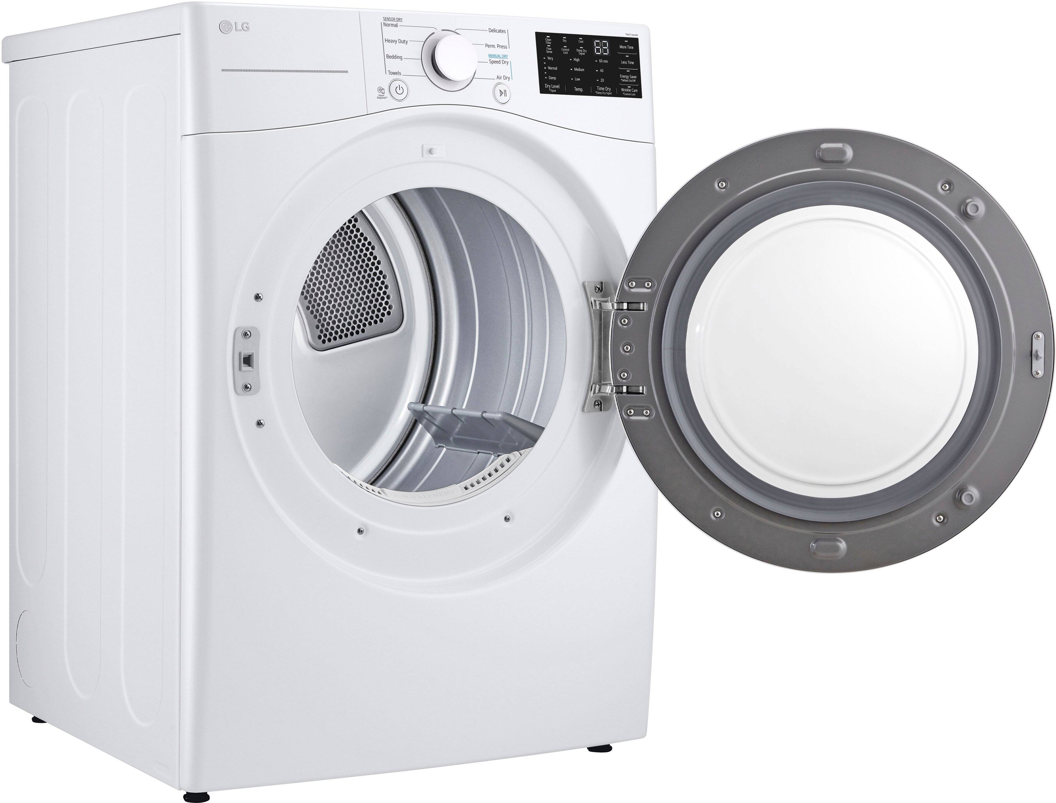 LG - 7.4 Cu. Ft. Stackable Electric Dryer with Wrinkle Care - White - Image 6