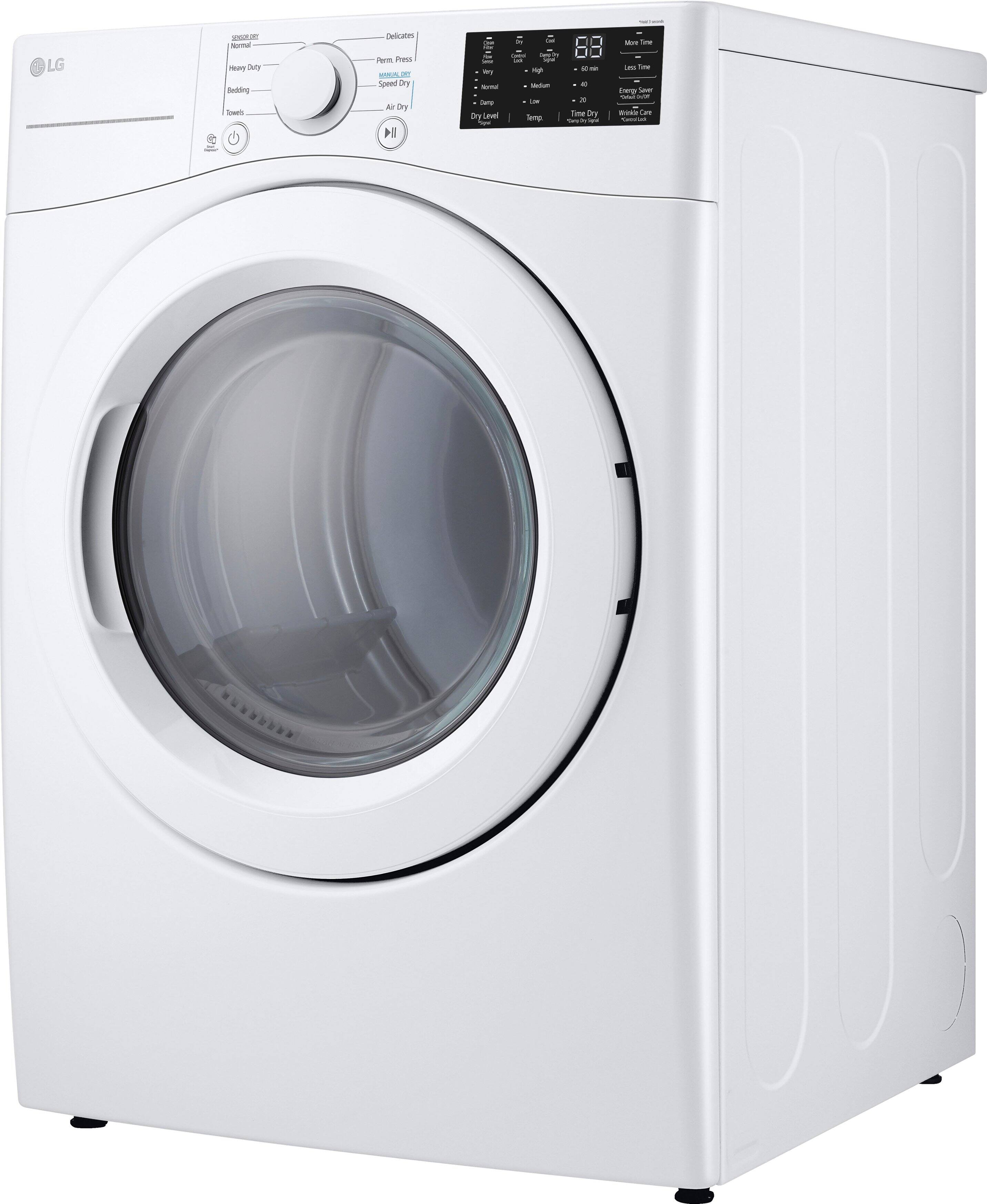 LG - 7.4 Cu. Ft. Stackable Electric Dryer with Wrinkle Care - White - Image 14