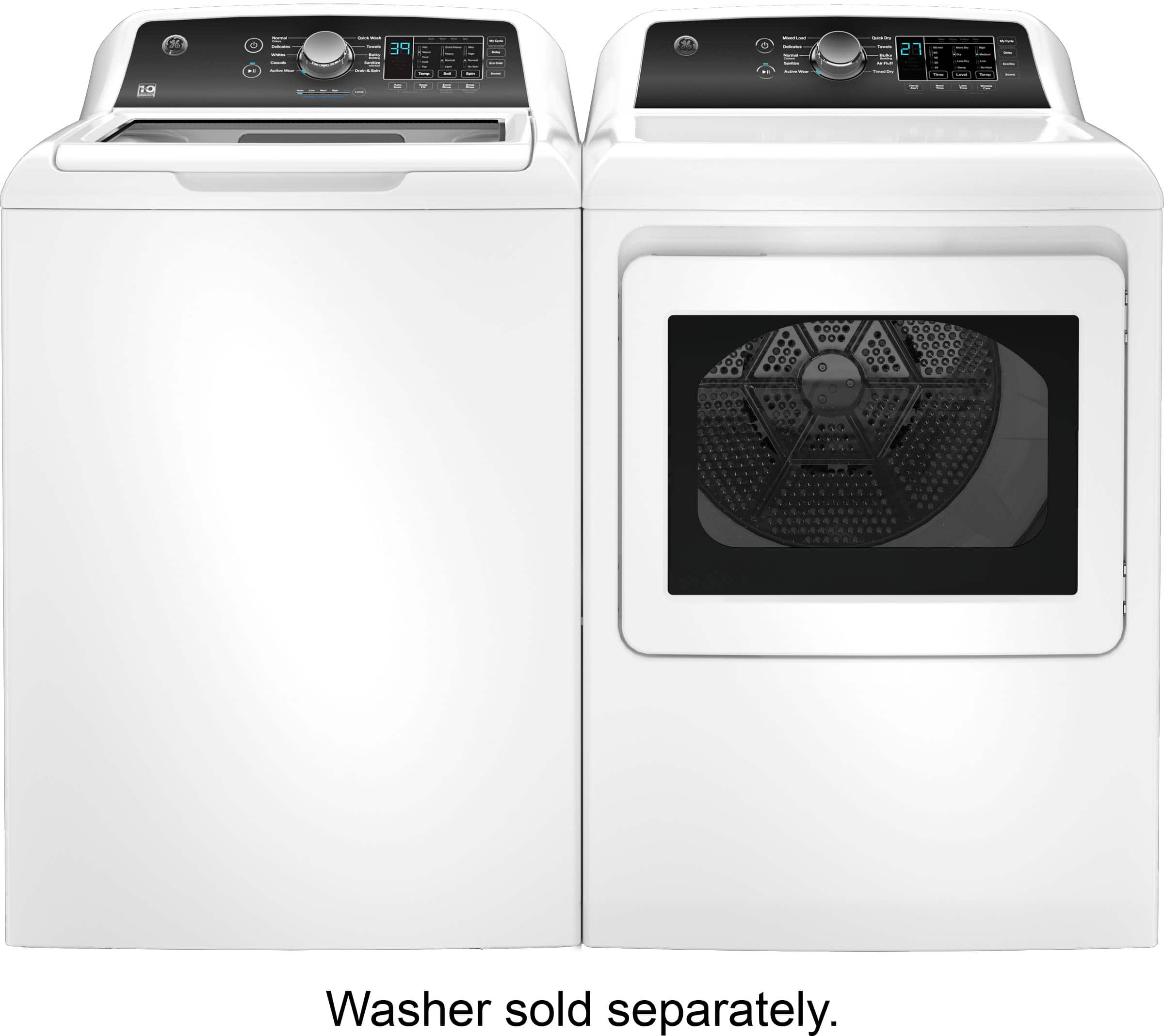 GE - 7.4 Cu. Ft. Gas Dryer with Sensor Dry - White with Matte Black - Image 4