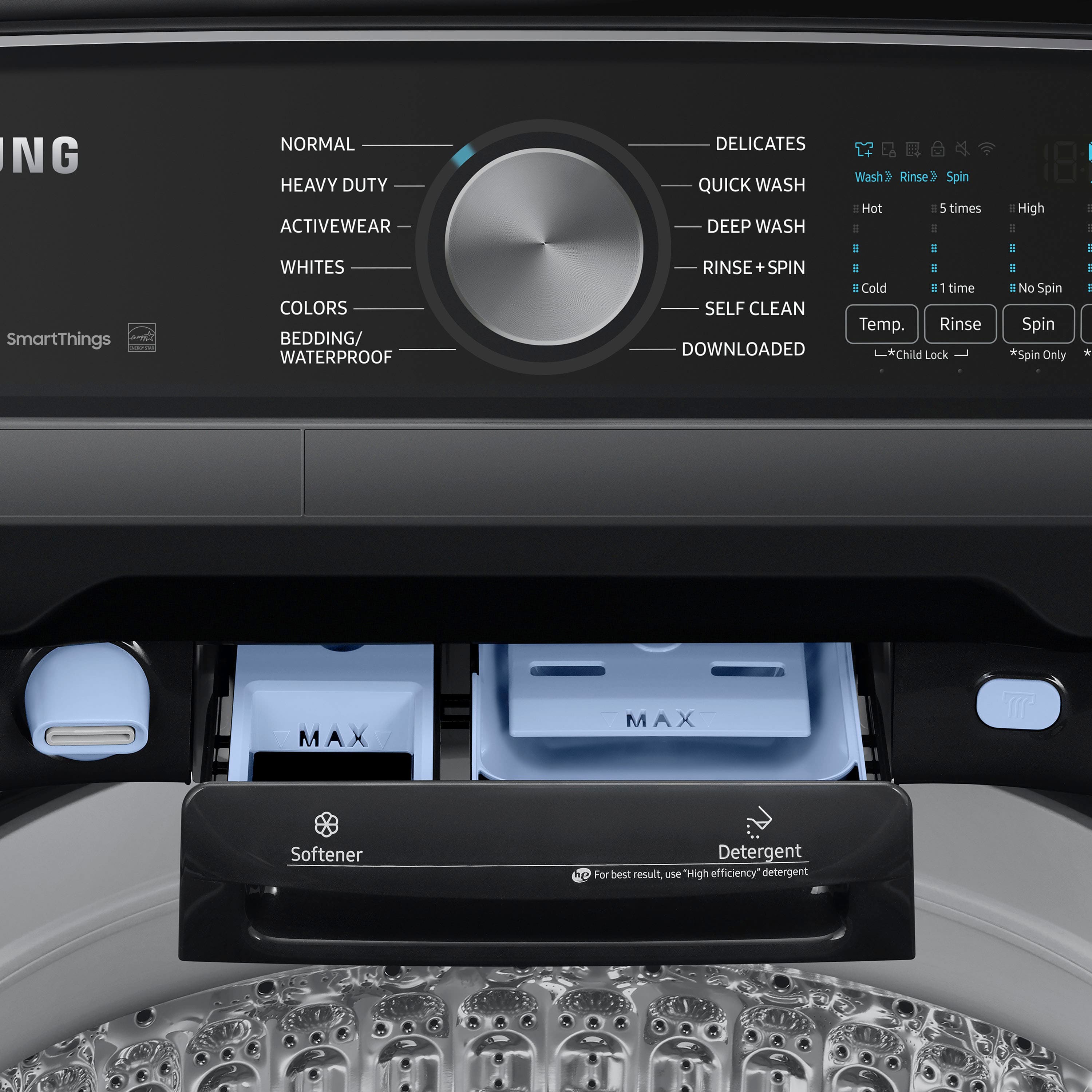 Samsung - 5.5 Cu. Ft. High-Efficiency Smart Top Load Washer with Super Speed Wash - Brushed Black - Image 8