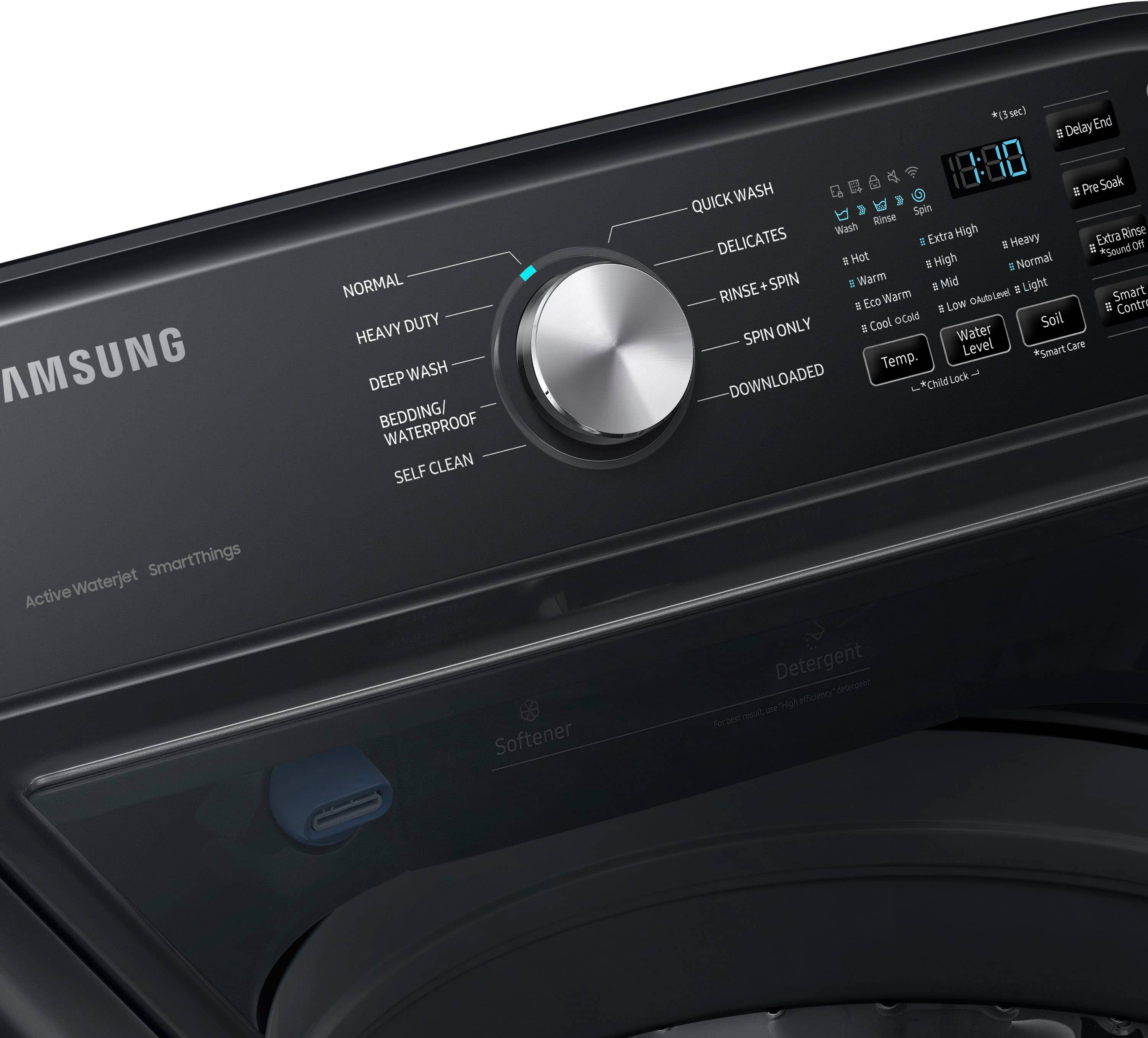 Samsung - 4.6 Cu. Ft. High-Efficiency Smart Top Load Washer with ActiveWave Agitator - Black - Image 9