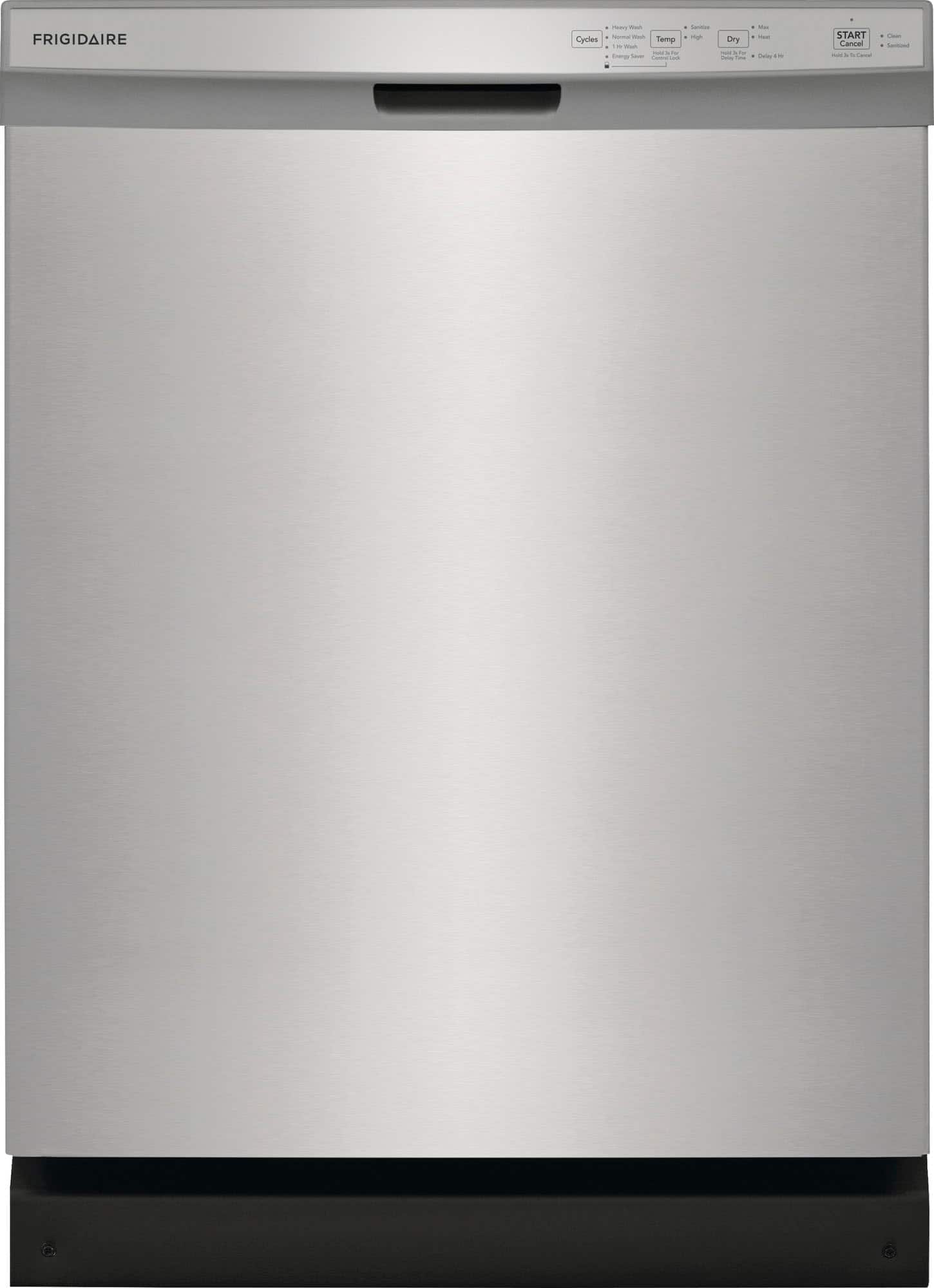 Frigidaire - 24" Front Control Built-In Plastic Tub Dishwasher with DishSense Sensor Technology, 54 dBA - Stainless steel