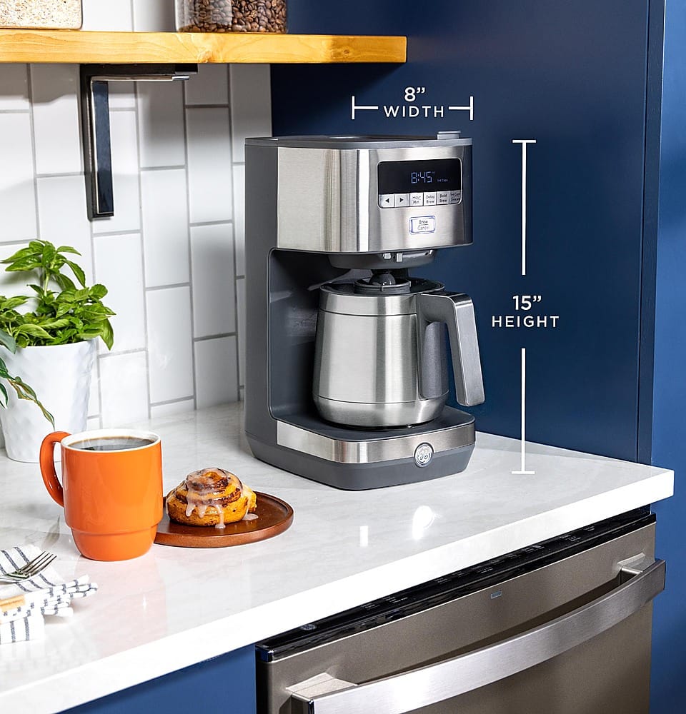 GE - 10 Cup Programmable Coffee Maker with Single Serve and Thermal Carafe - Stainless Steel - Image 12
