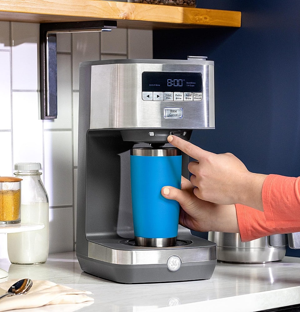 GE - 10 Cup Programmable Coffee Maker with Single Serve and Thermal Carafe - Stainless Steel - Image 15