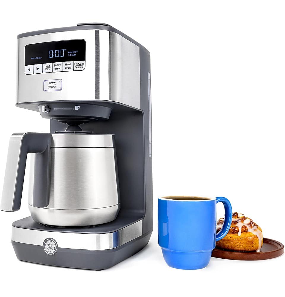 GE - 10 Cup Programmable Coffee Maker with Single Serve and Thermal Carafe - Stainless Steel - Image 2