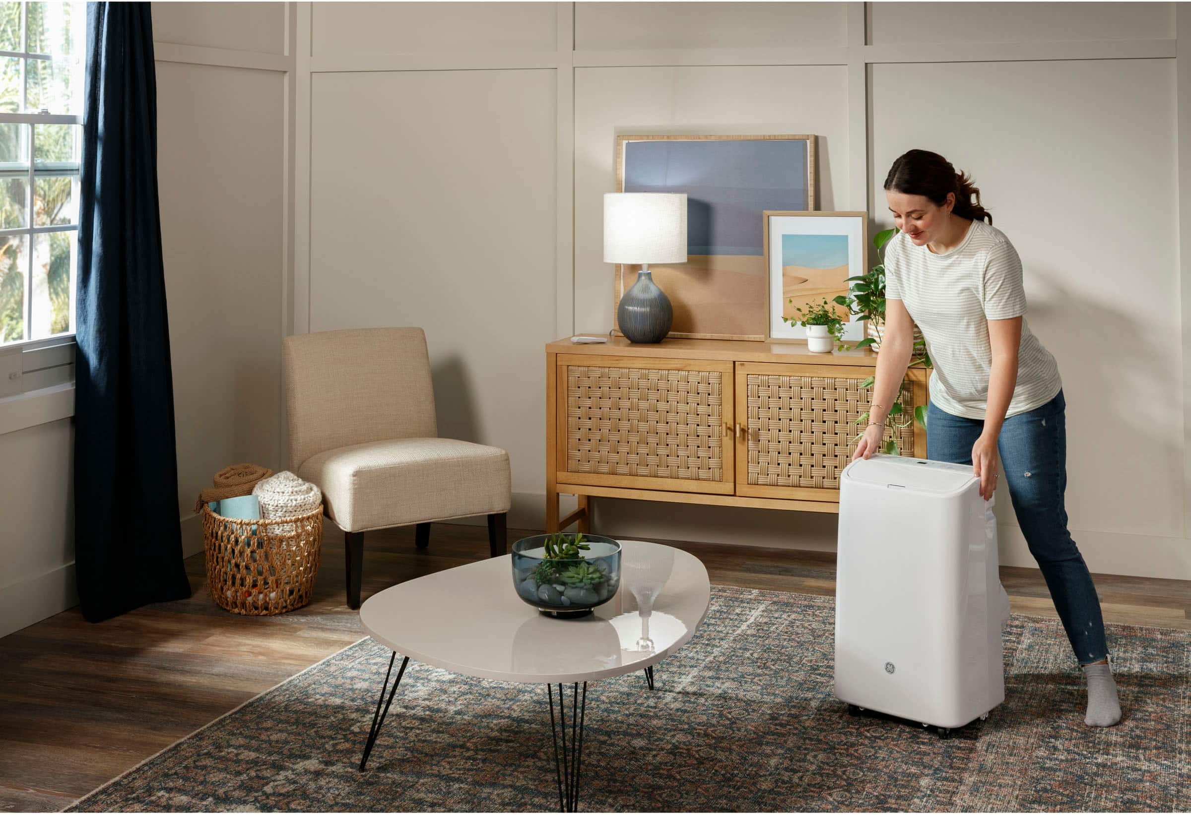 GE - 300 Sq. Ft. 7,500 BTU Smart Portable Air Conditioner - White - Image 4
