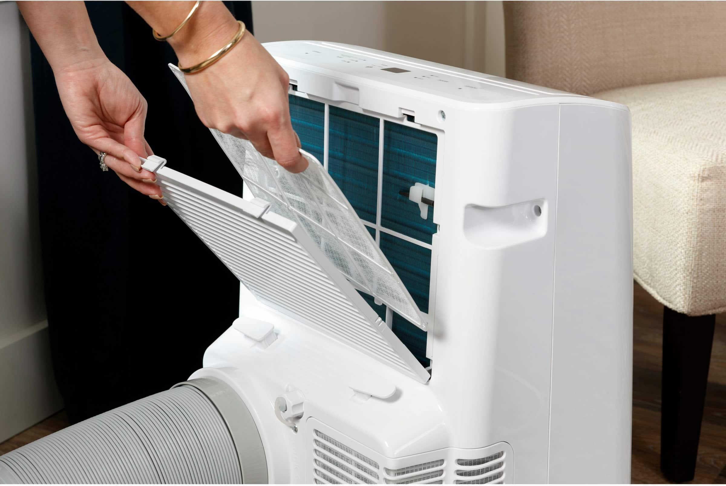 GE - 300 Sq. Ft. 7,500 BTU Smart Portable Air Conditioner - White - Image 6