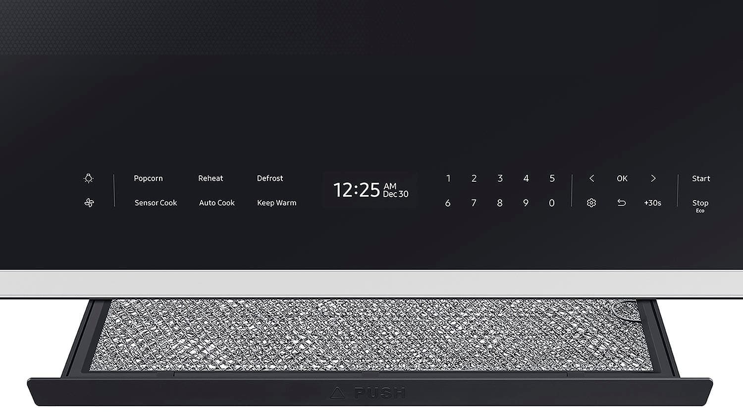 Samsung - Bespoke 2.1 Cu. Ft. Over-the-Range Microwave with Sensor Cooking and Auto Dimming Glass Touch Controls - White Glass - Image 11