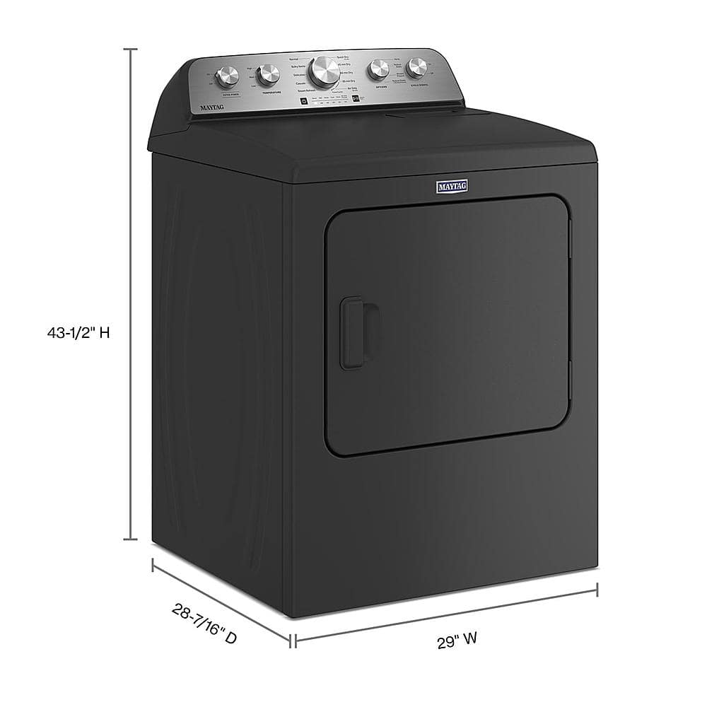 Maytag - 7.0 Cu. Ft. Electric Dryer with Steam and Extra Power Button - Volcano Black - Image 10