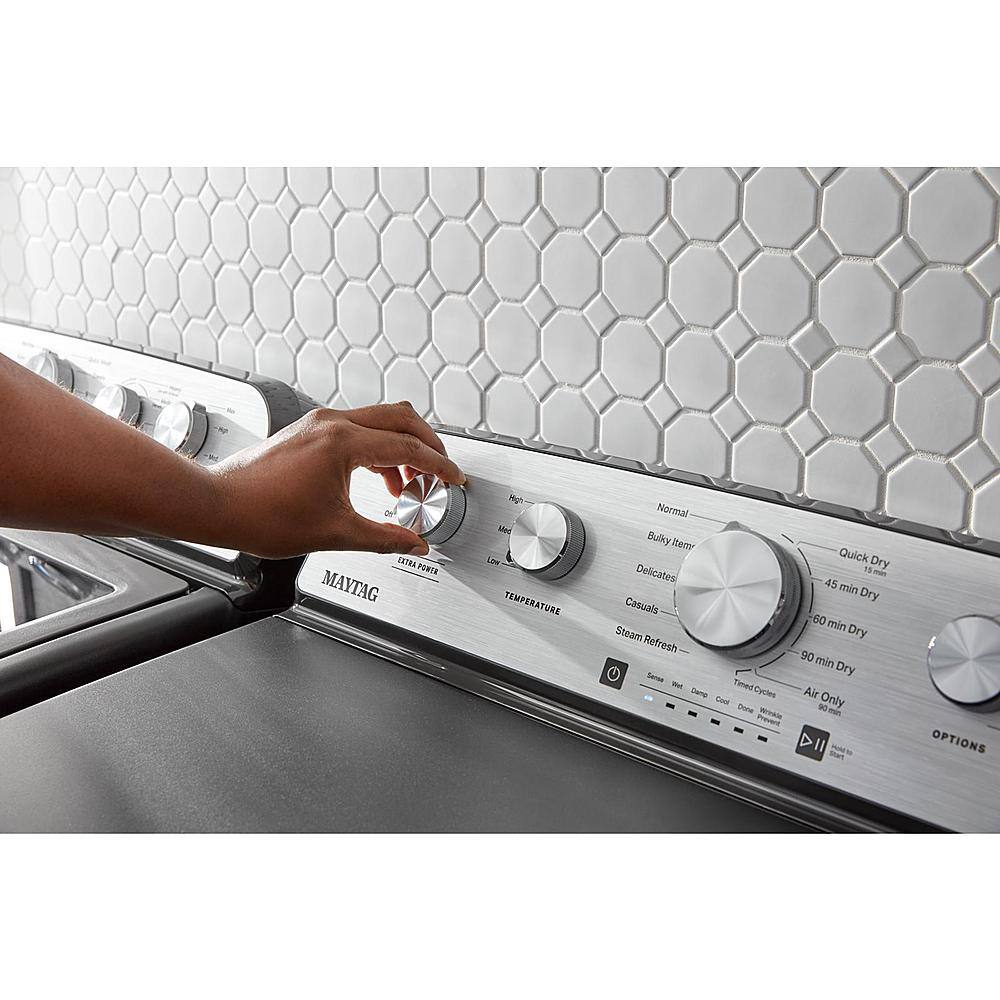 Maytag - 7.0 Cu. Ft. Electric Dryer with Steam and Extra Power Button - Volcano Black - Image 4