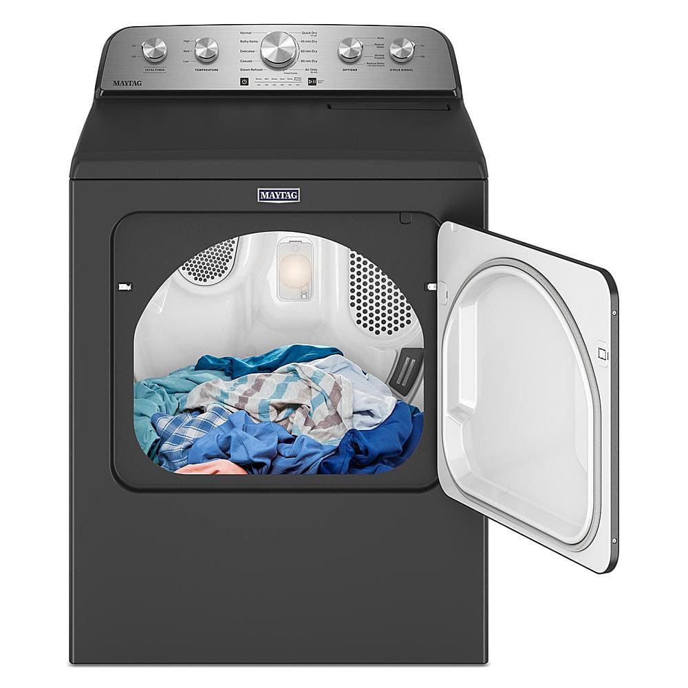 Maytag - 7.0 Cu. Ft. Electric Dryer with Steam and Extra Power Button - Volcano Black - Image 3