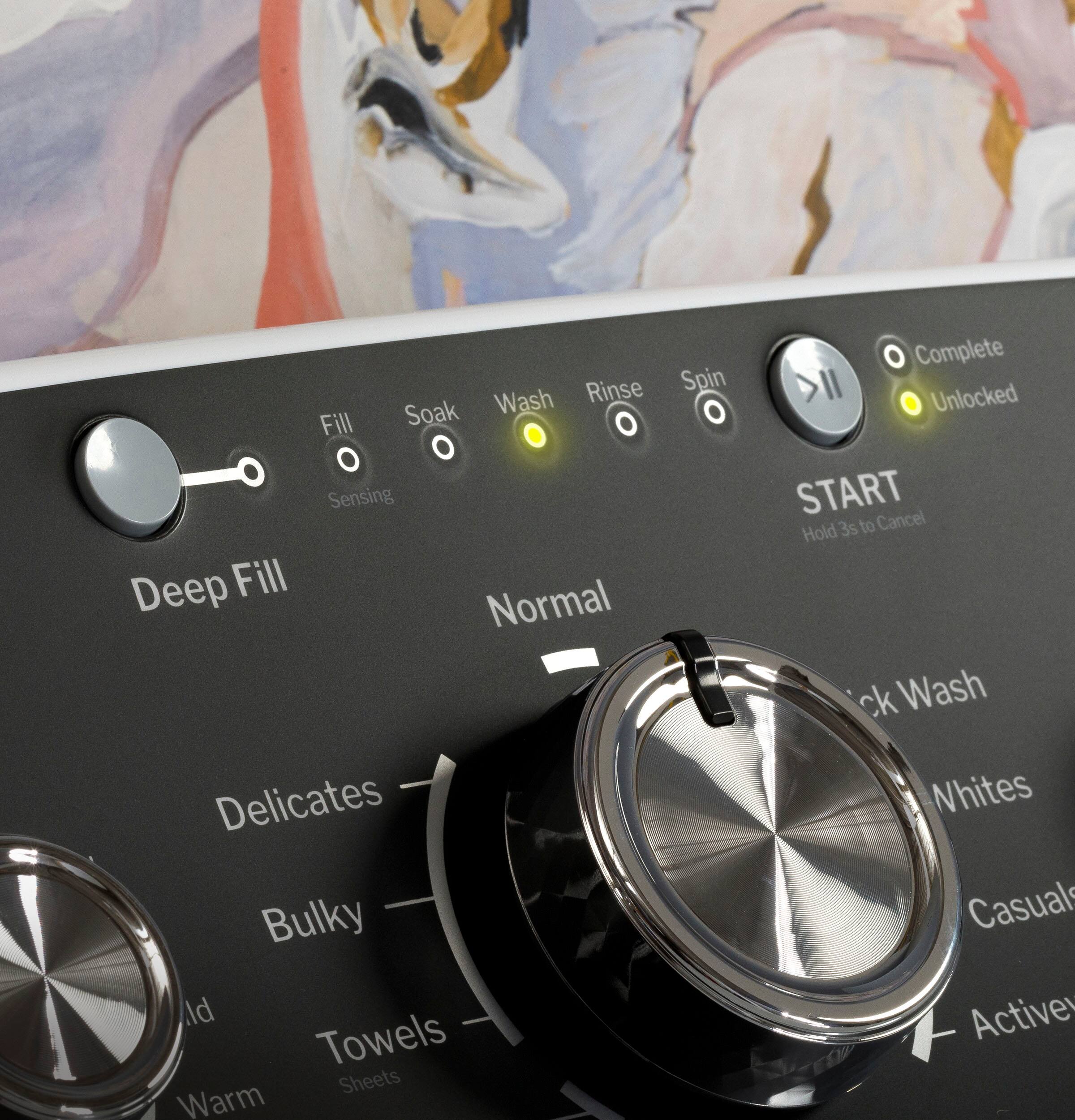 GE - 4.3 Cu. Ft. High-Efficiency Top Load Washer with Cold Plus - White with Silver Matte - Image 12