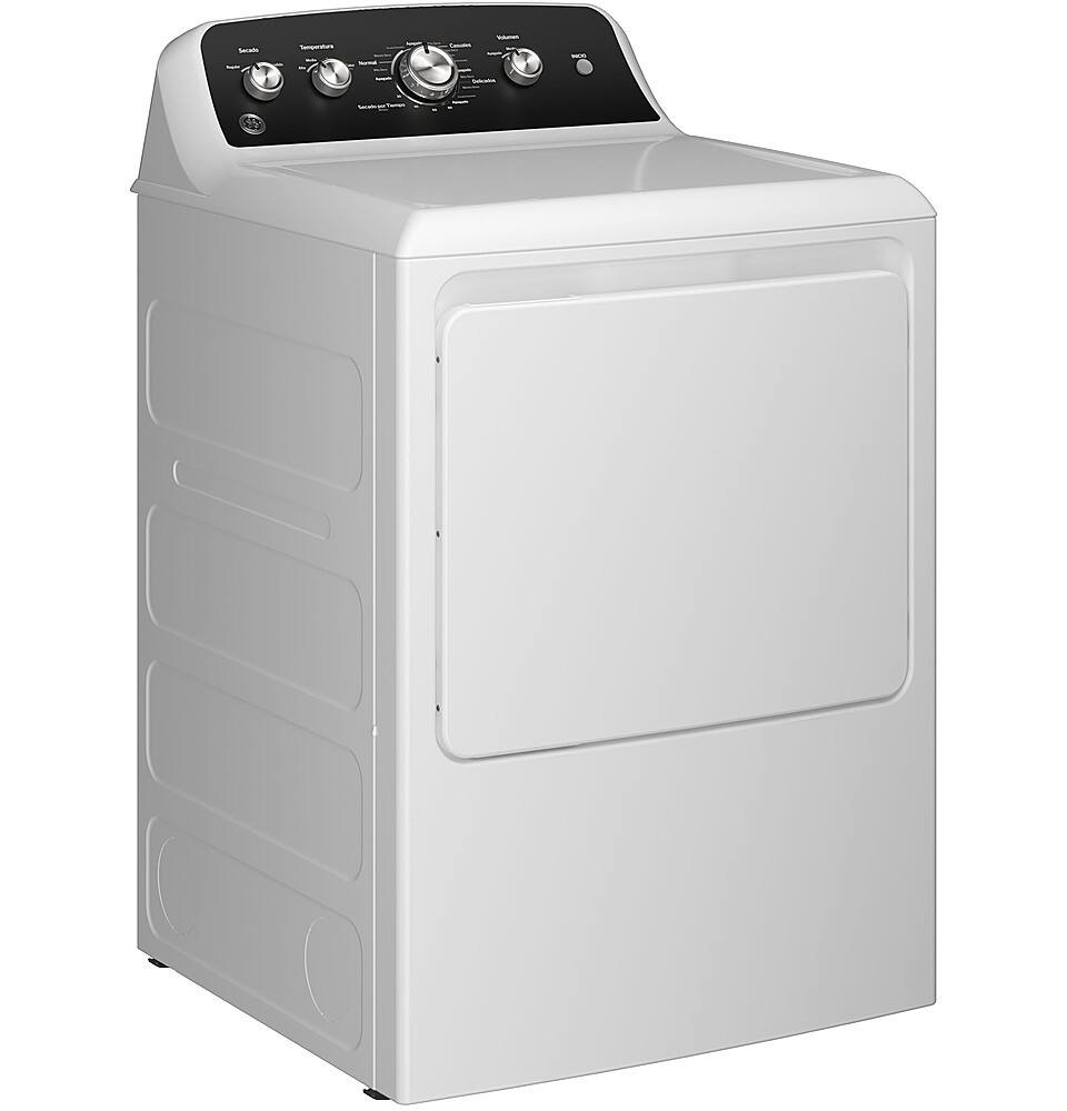 GE - 7.2 Cu. Ft. Gas Dryer with Spanish Control Panel - White with Matte Black - Image 2