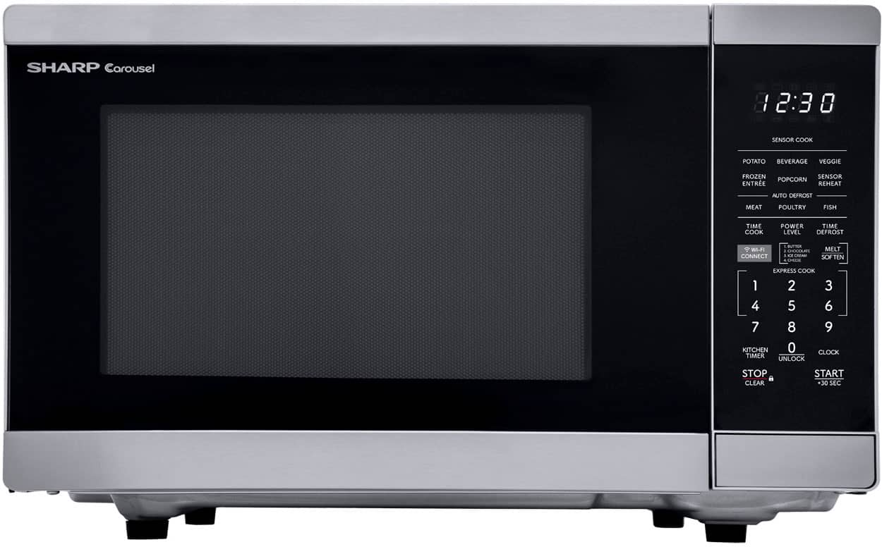 Sharp - 1.4 cu. ft. 1100W Smart Countertop Microwave with Inverter Cooking and Works with Alexa - Stainless