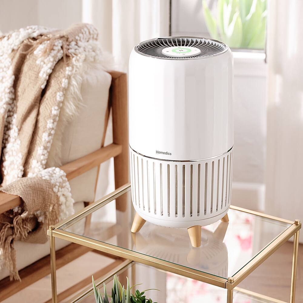 Homedics - Smart True-Hepa Large Room Air Purifier with Air Quality Sensor and UV-C Technology - White - Image 8