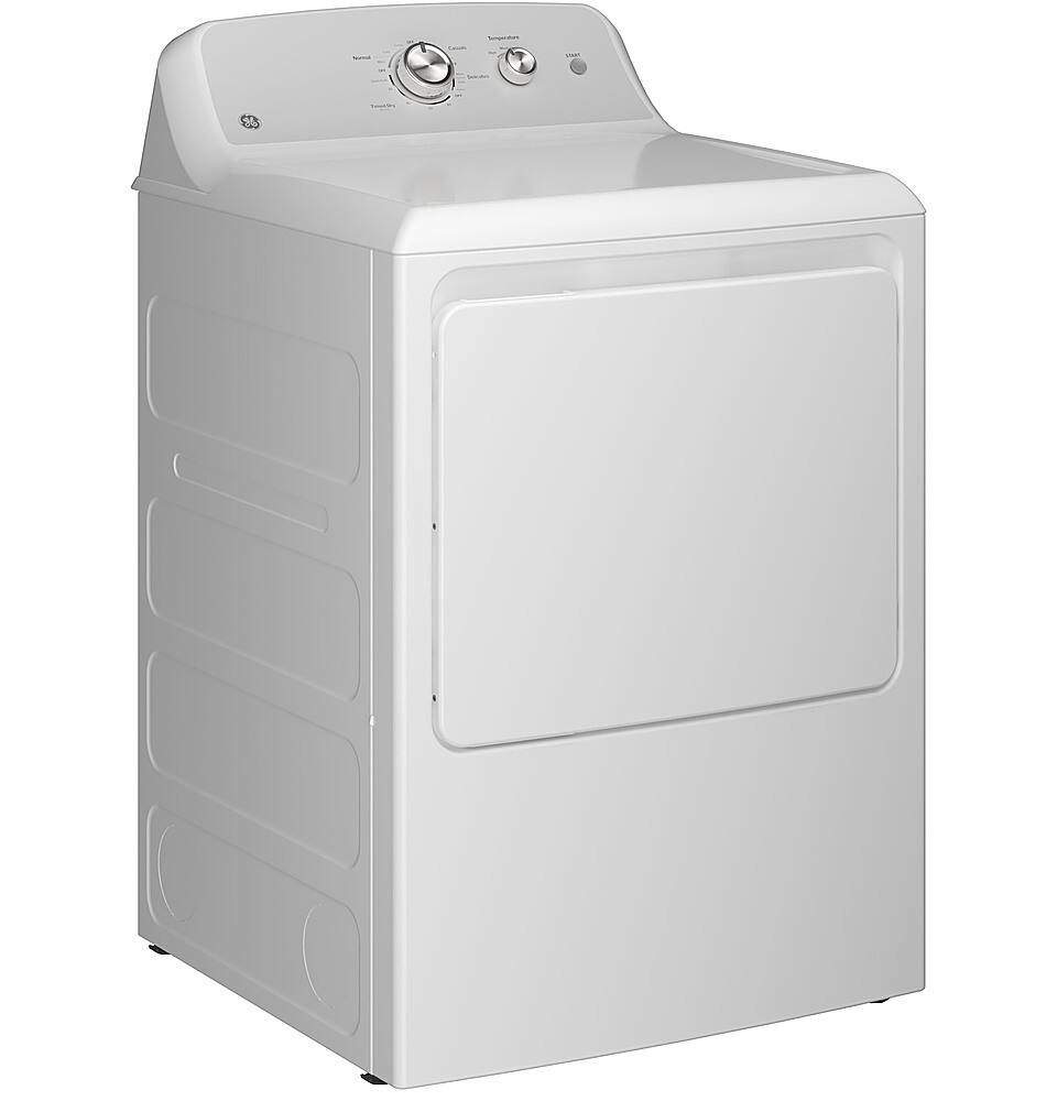 GE - 6.2 Cu. Ft. Gas Dryer with Shallow Depth Design - White with Silver Matte - Image 2