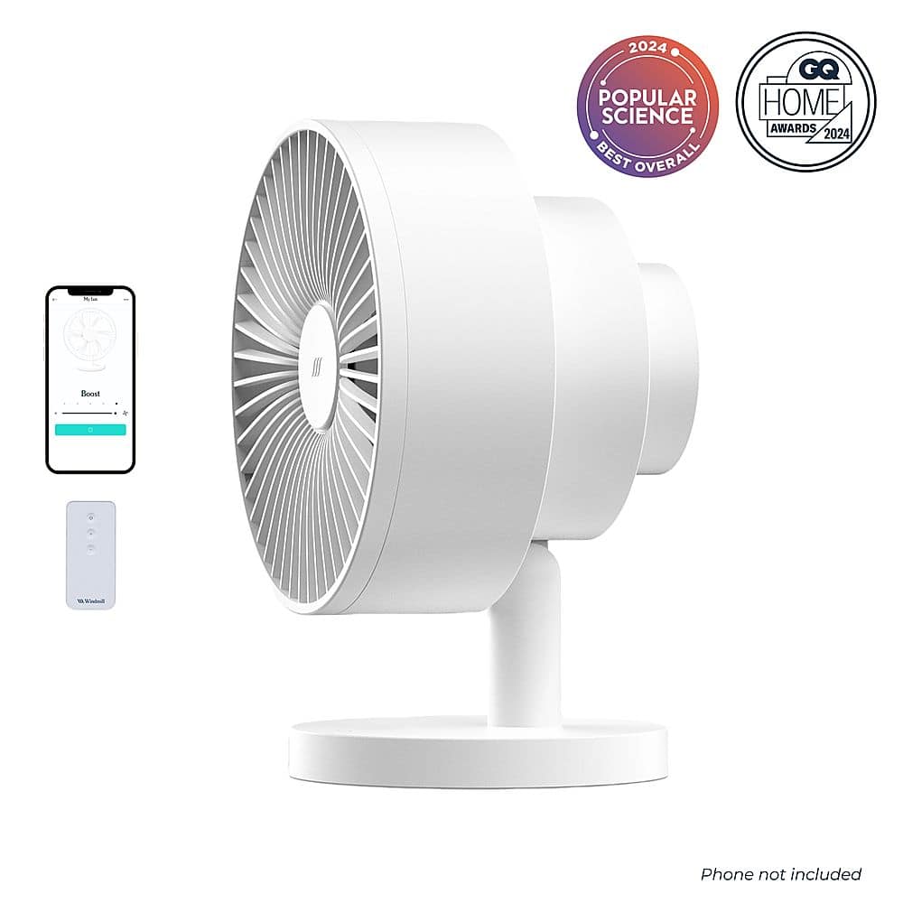 Windmill - Smart Whisper-Quiet Air Circulator and Fan with 5 speeds and Remote - White