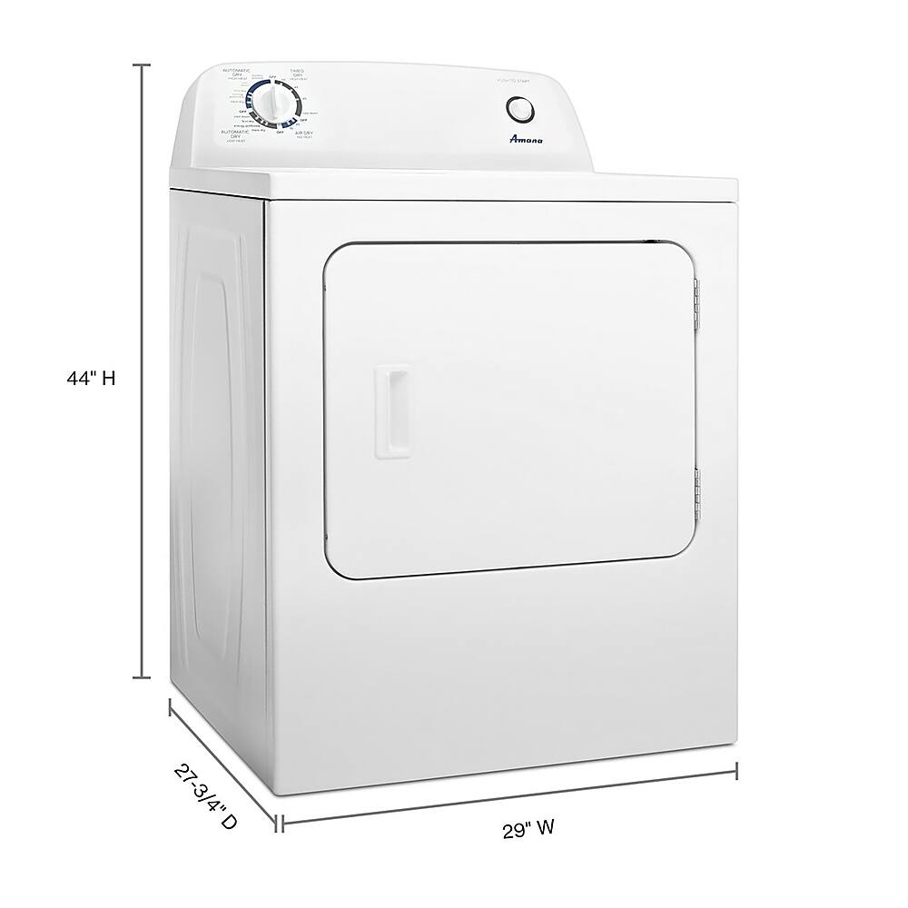 Amana - 6.5 Cu. Ft. Electric Dryer with Automatic Dryness Control - White - Image 3