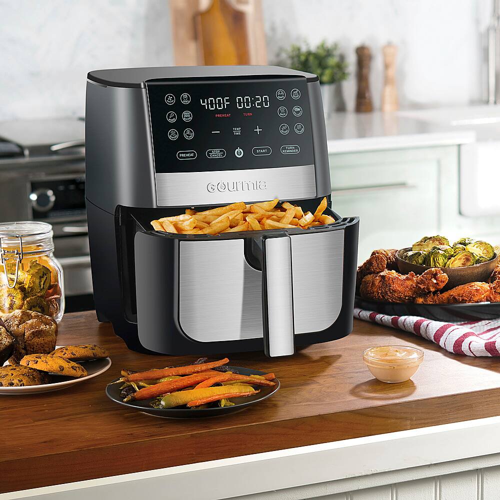 Gourmia - 8 Qt Digital Air Fryer with FryForce 360 and Guided Cooking, 12 One-Touch Cooking Functions - Black - Image 2