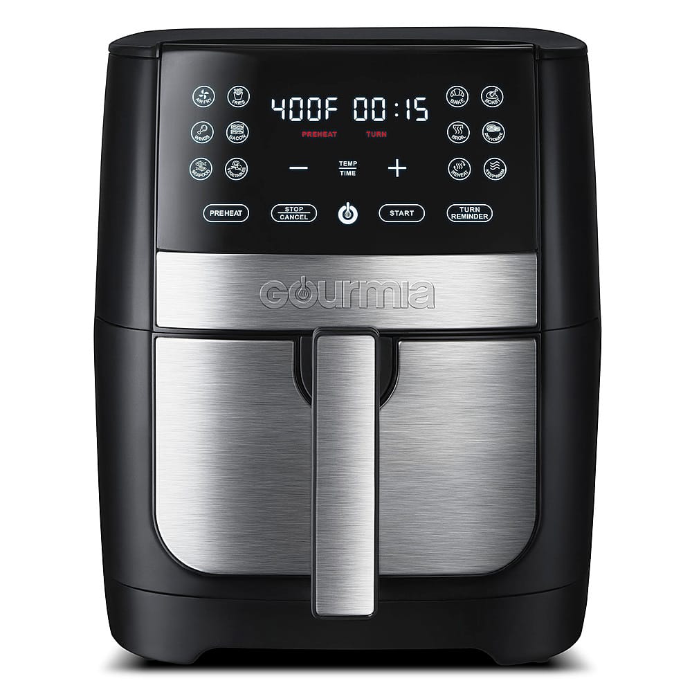 Gourmia - 8 Qt Digital Air Fryer with FryForce 360 and Guided Cooking, 12 One-Touch Cooking Functions - Black