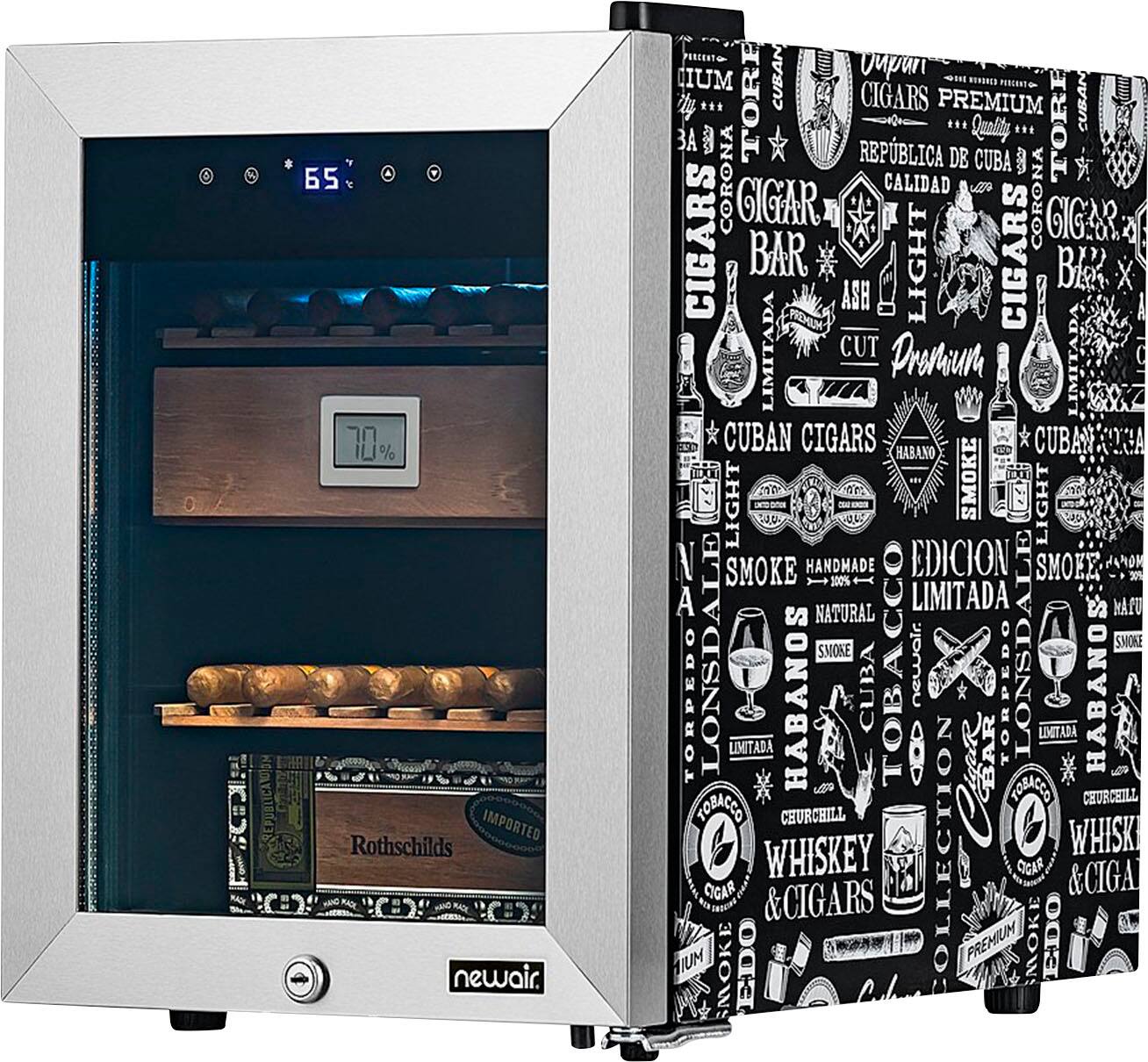 NewAir - Refurbished Electric Cigar Humidor Wineador w/ Opti-Temp - Black - Image 3