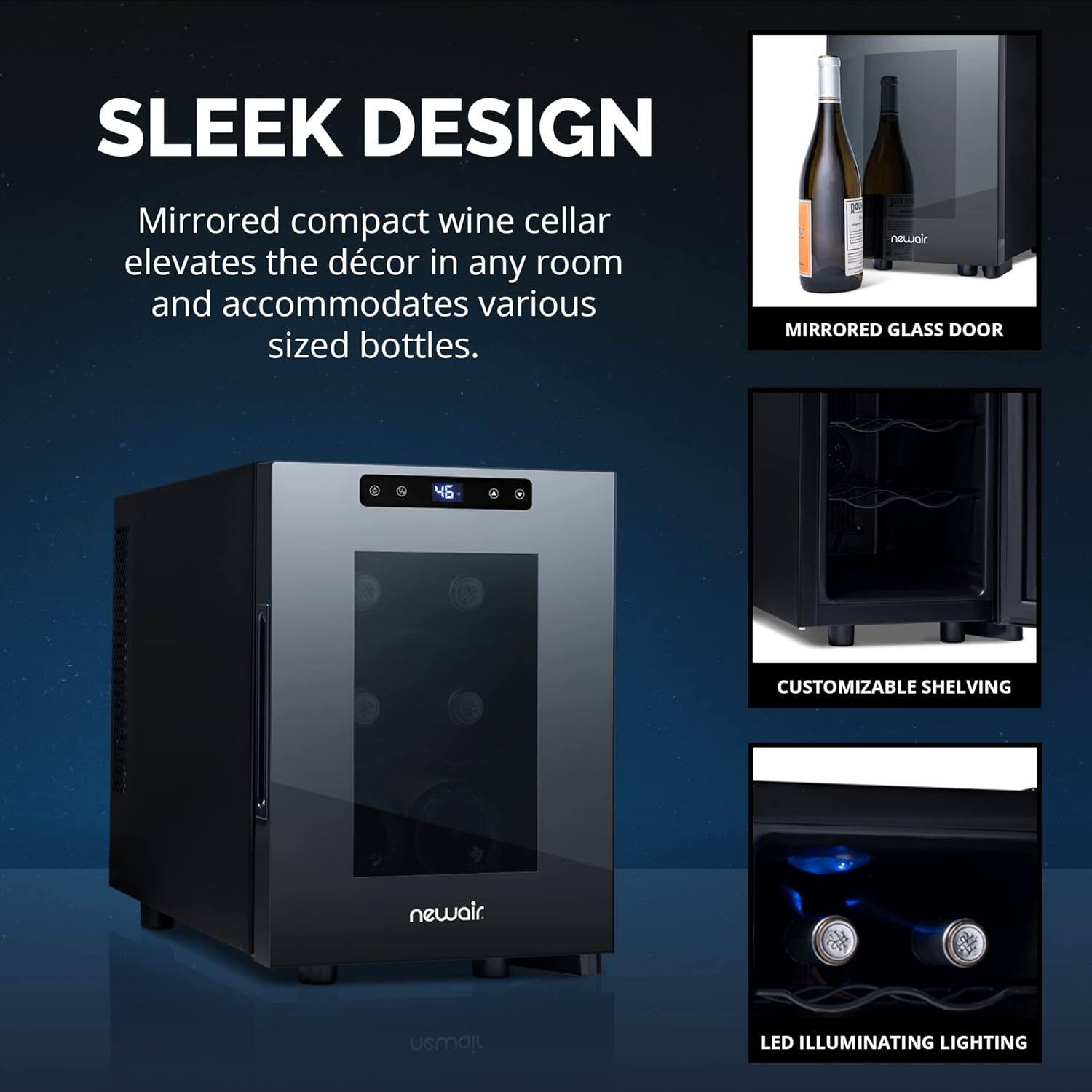 NewAir - Refurbished Shadow-Tᵀᴹ Series Wine Cooler w/ Thermoelectric Cooling - Black - Image 4