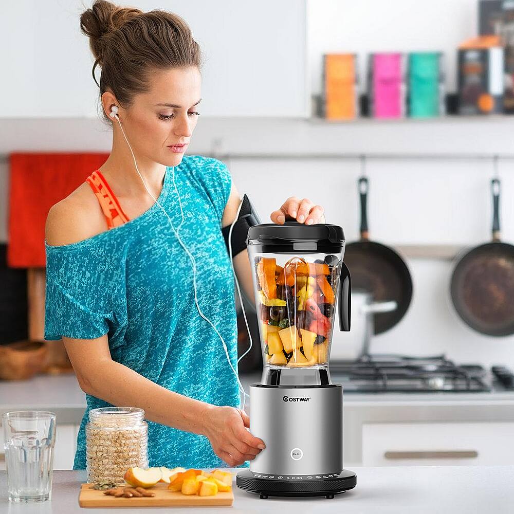 Costway - 1500W Countertop Blender Smoothie Maker High Power Blender w/ 10 Speeds - Black/Silver - Image 5