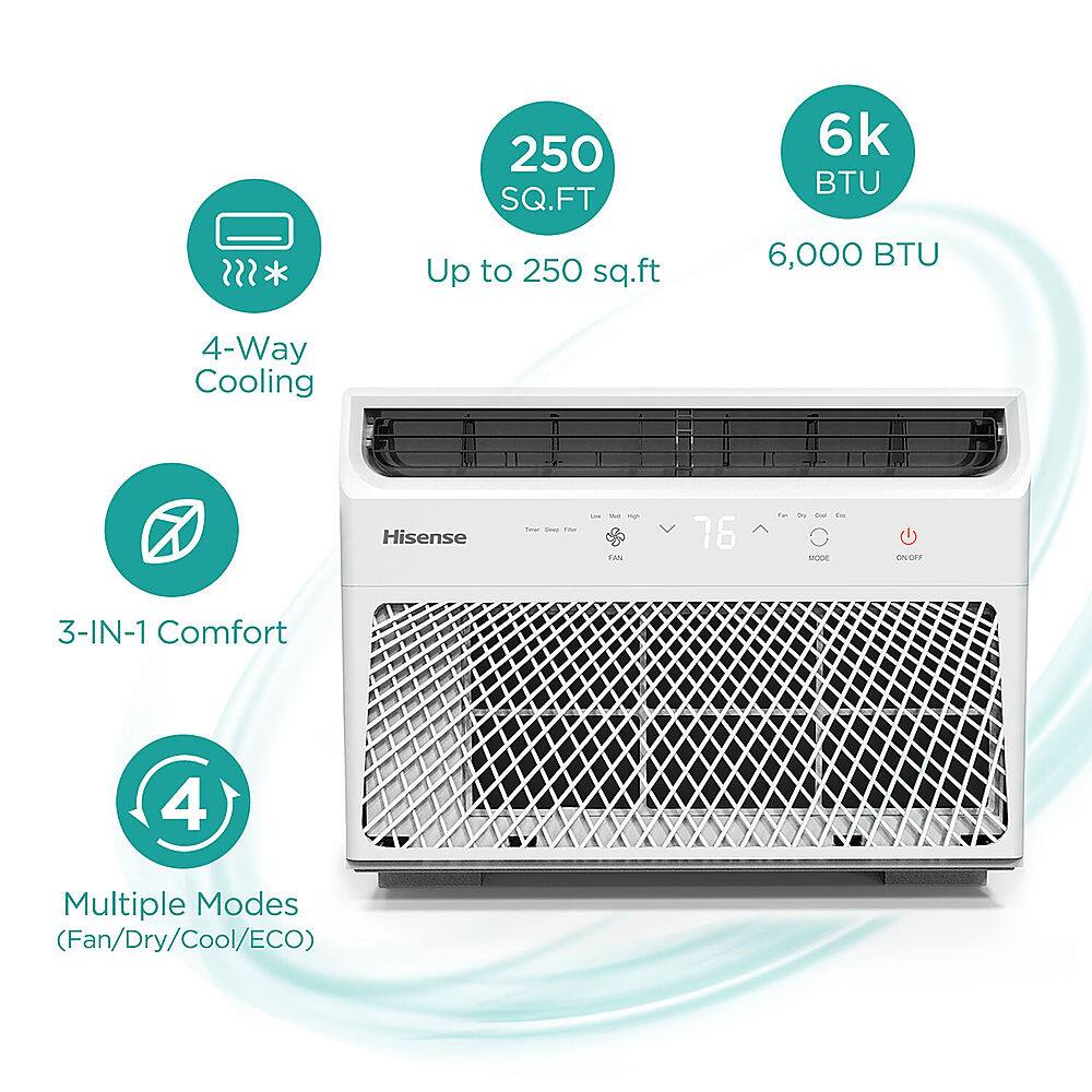 Hisense - 6,000 BTU 200 Sq. Ft. Window Air Conditioner with Remote Control - White - Image 2