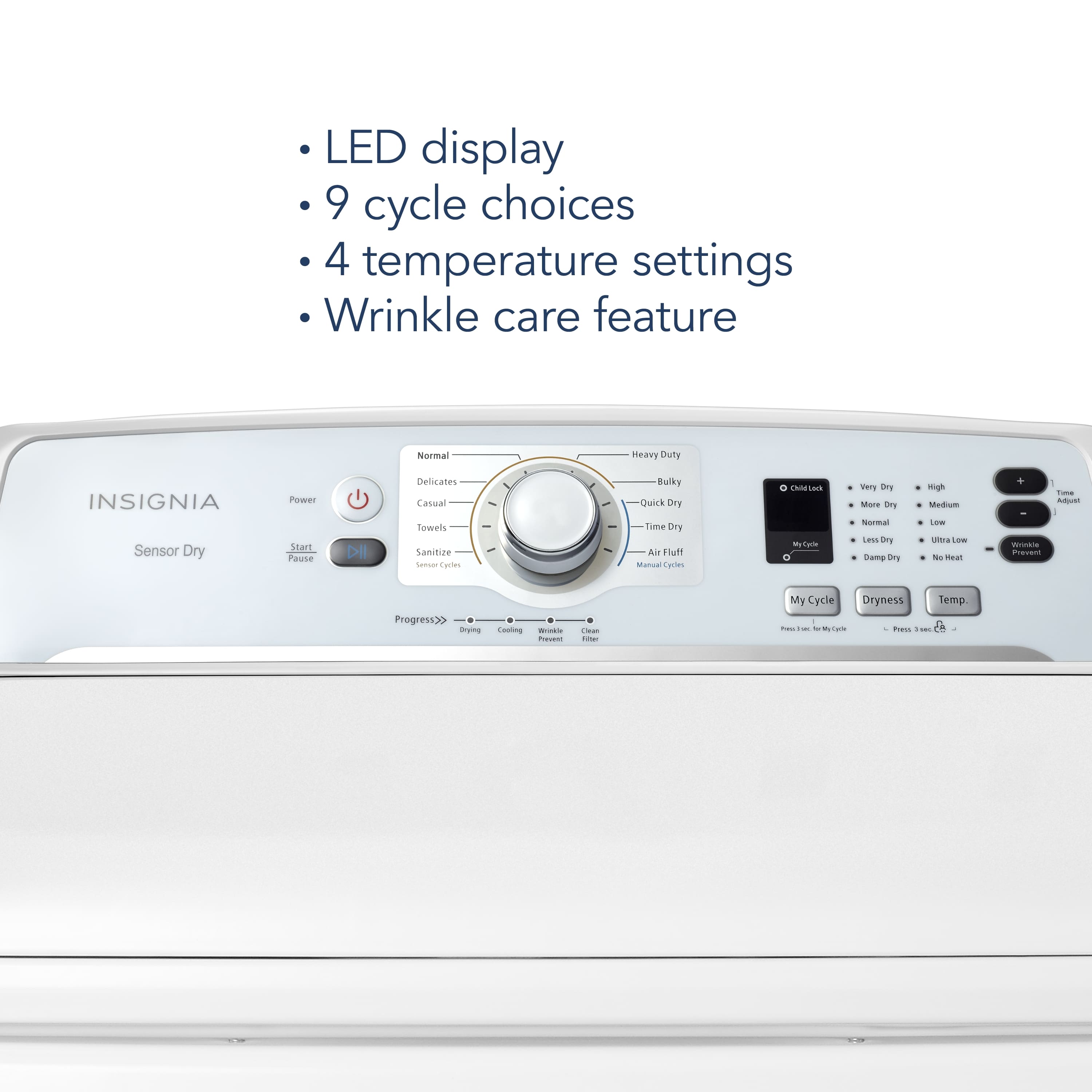 Insignia™ - 6.7 Cu. Ft. Gas Dryer with Sensor Dry and My Cycle Memory - White - Image 5
