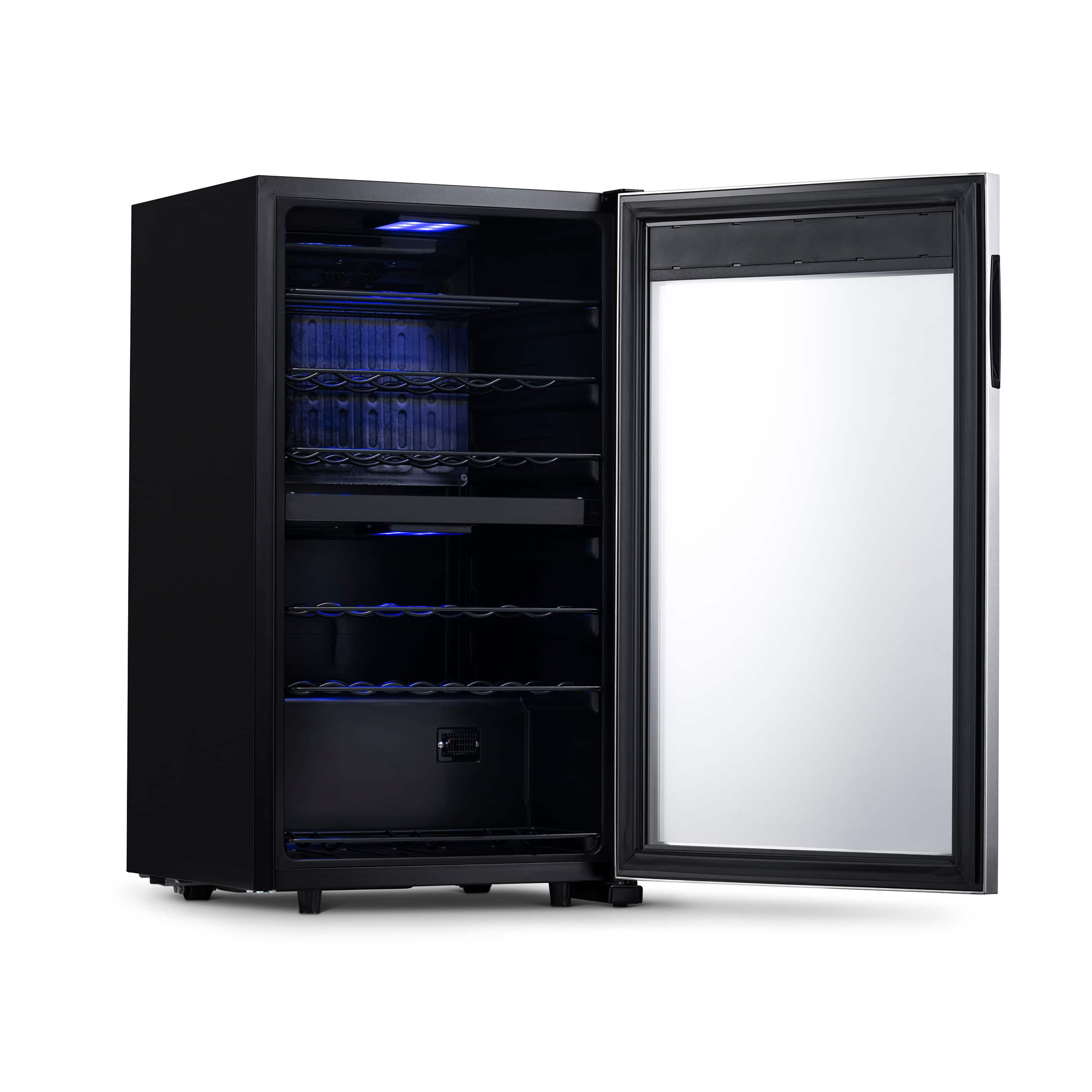 NewAir - Freestanding 28 Bottle Dual Zone Compressor Wine Fridge with Adjustable Racks and Exterior Digital Thermostat - Stainless Steel - Image 6