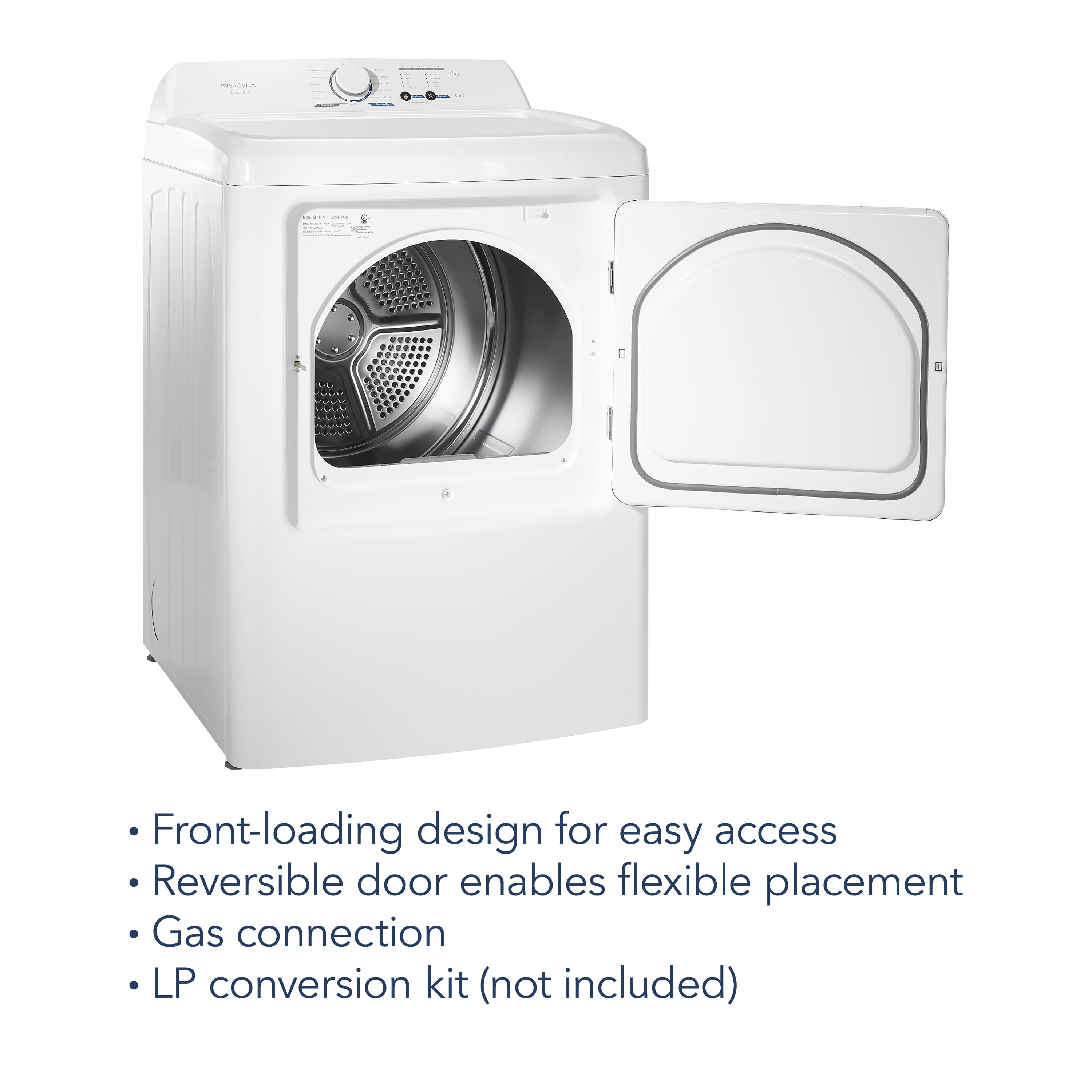 Insignia™ - 6.7 Cu. Ft. Gas Dryer with Sensor Dry - White - Image 3